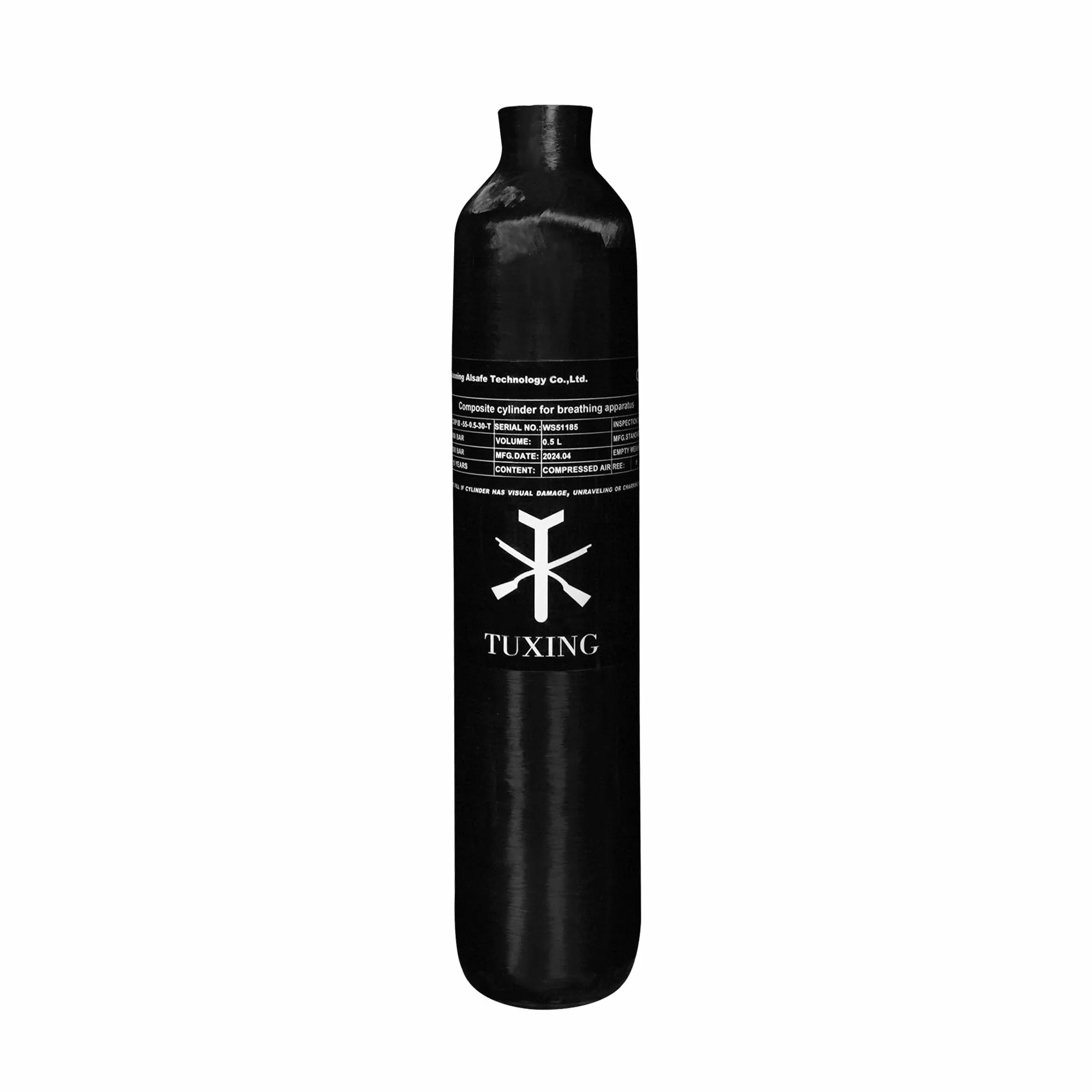 TUXING Tanque de Aire PCP 4500PSI 0.5L Fibra de Carbono Cilindro HPA 31Cu in 500cc Rosca M18*1.5