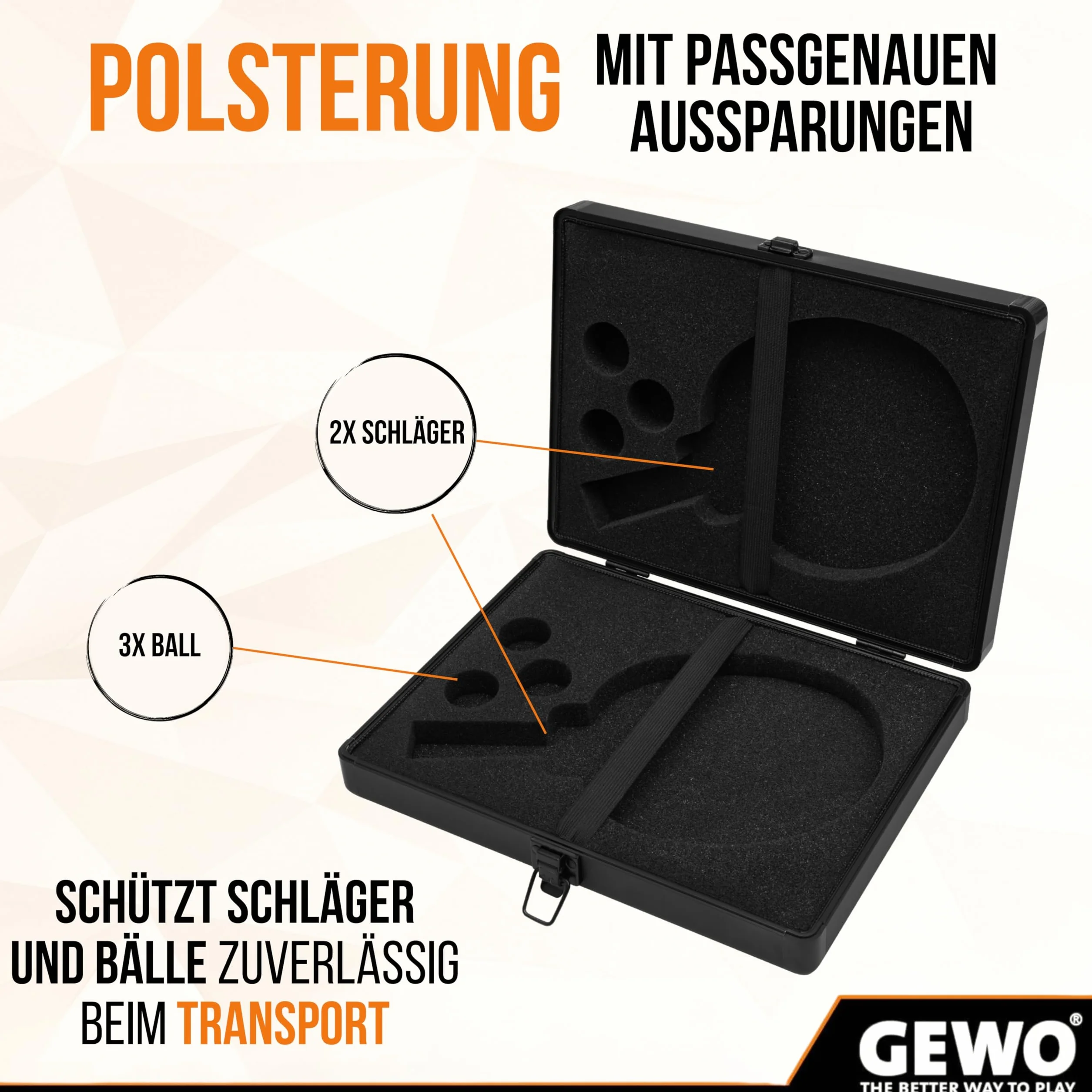 GEWO Maleta Doble de Aluminio para Raqueta de Ping Pong – Funda Resistente para 2 Raquetas y 3 Pelotas