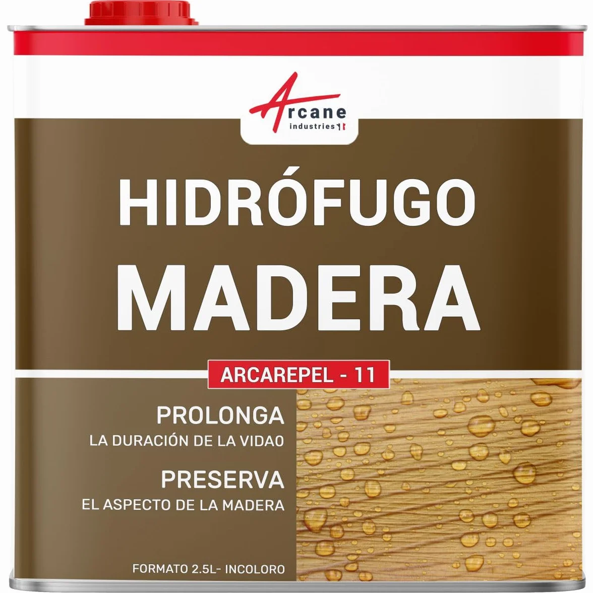 Hidrófugo impermeabilizante para madera exterior y exótica: ARCAREPEL - 11-2,5 L (hasta 12,5 m²) - ARCANE INDUSTRIES