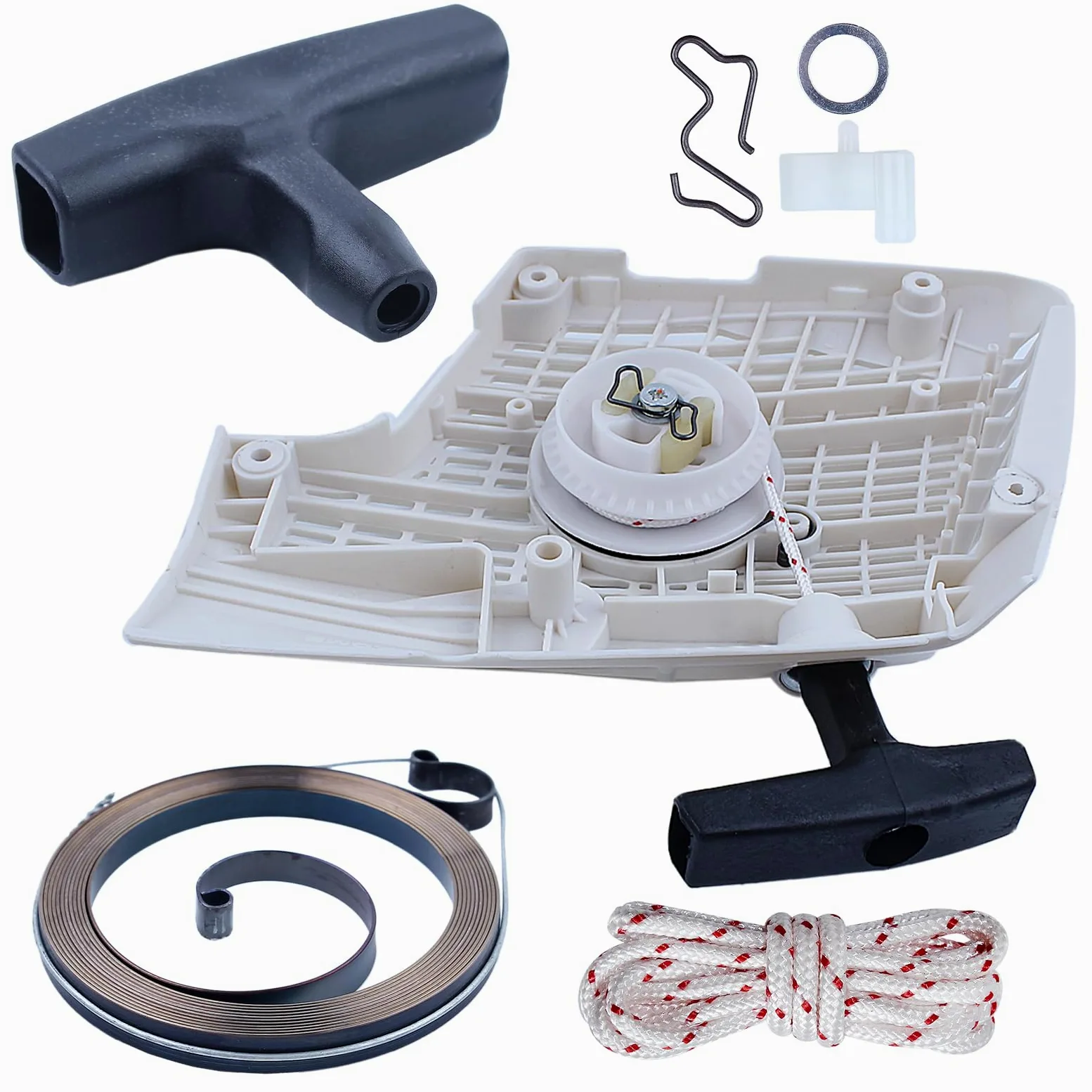Kit de Agarre de Cuerda con trinquete de Resorte Adecuado para Arranque de Retroceso, Compatible con Motosierra MS270, MS280, MS270C, MS280C, MS 270 y 280. Pieza de Repuesto.