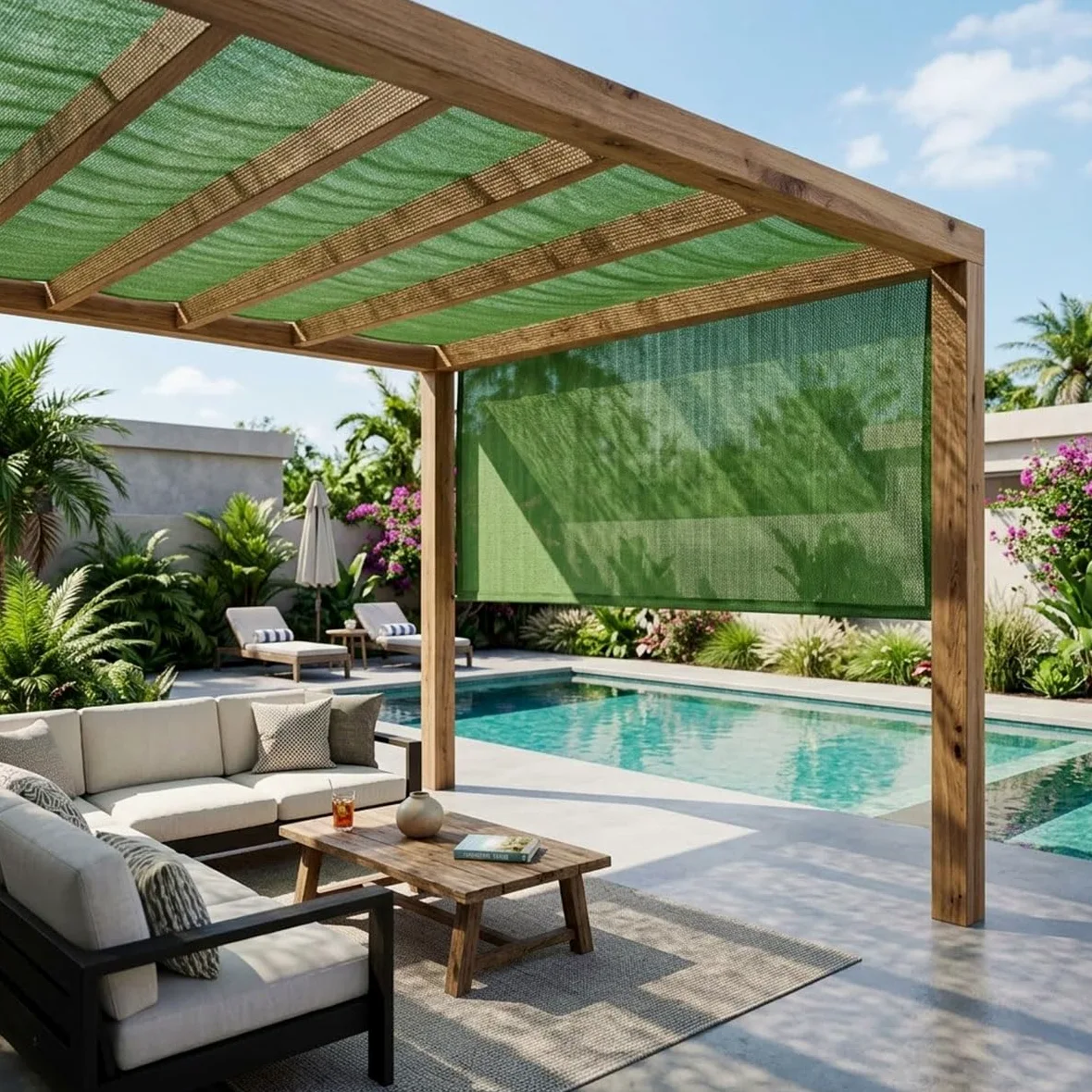 Malla de Sombreo 50% Verde Oscuro con Ojales, Red de Sombreado HDPE | Red de Sombra para Balcones, Transpirable Y Reforzada, Tela de Sombra Anti-UV para Jardín(6 x 8m (19.7 x 26.2ft))