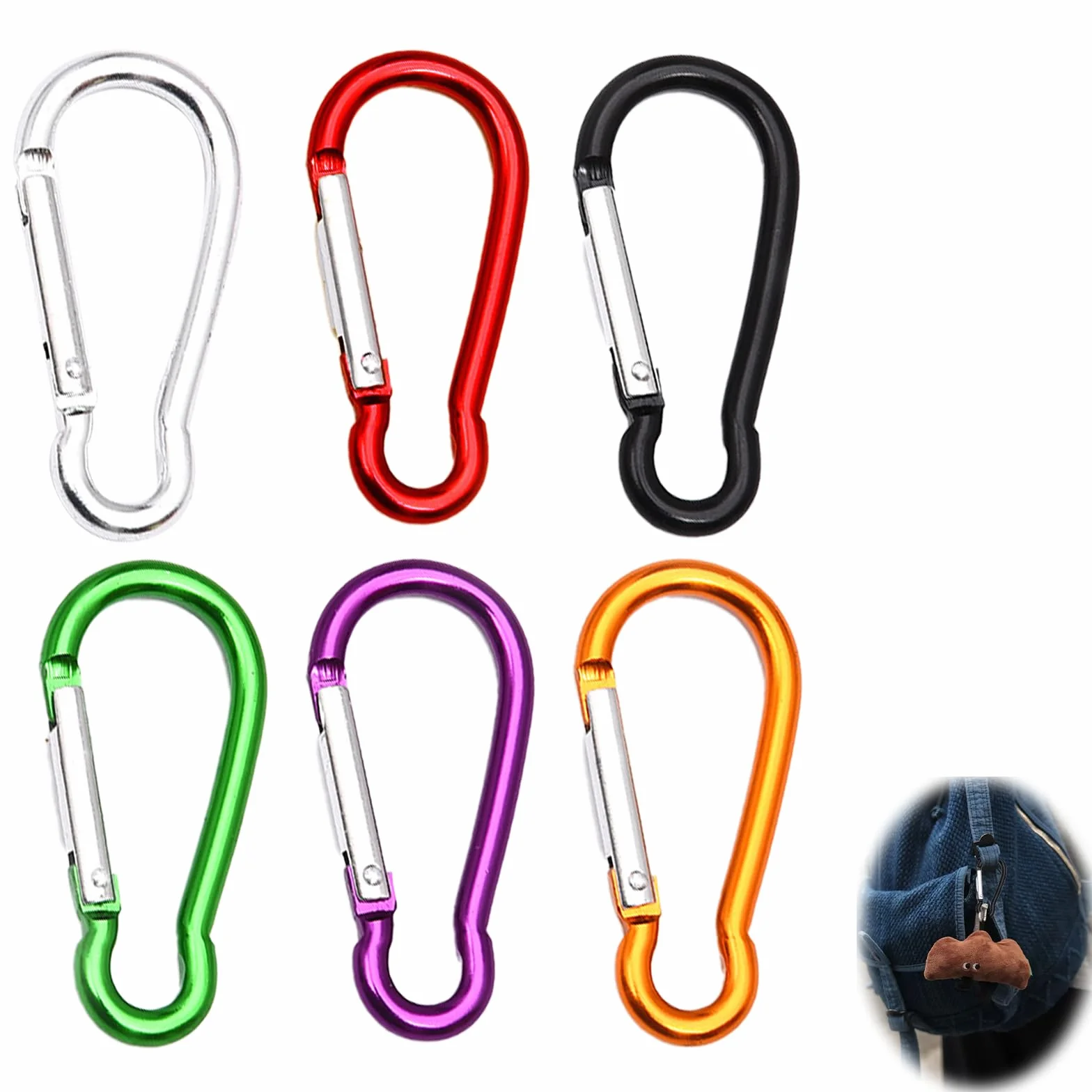Mosquetones de Aluminio 59mm D-Ring Cierre Mini Mosquetón Anillo de Bloqueo Escalador Llavero Multicolor