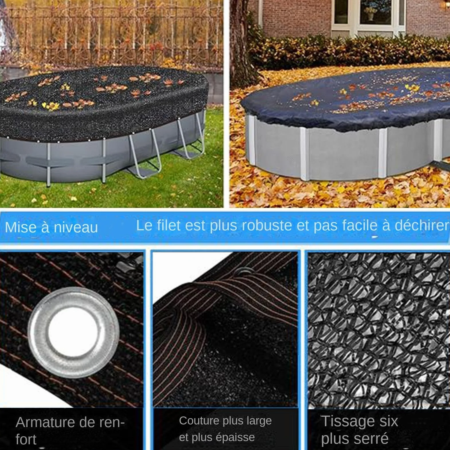 Cubierta de Red de Hoja para Piscina, Red de protección de Piscina, Red de Hojas para Piscina, Red antihojas para Piscina, Red antihojas para Piscinas enterradas y Fuera del Suelo, Lona de Malla de