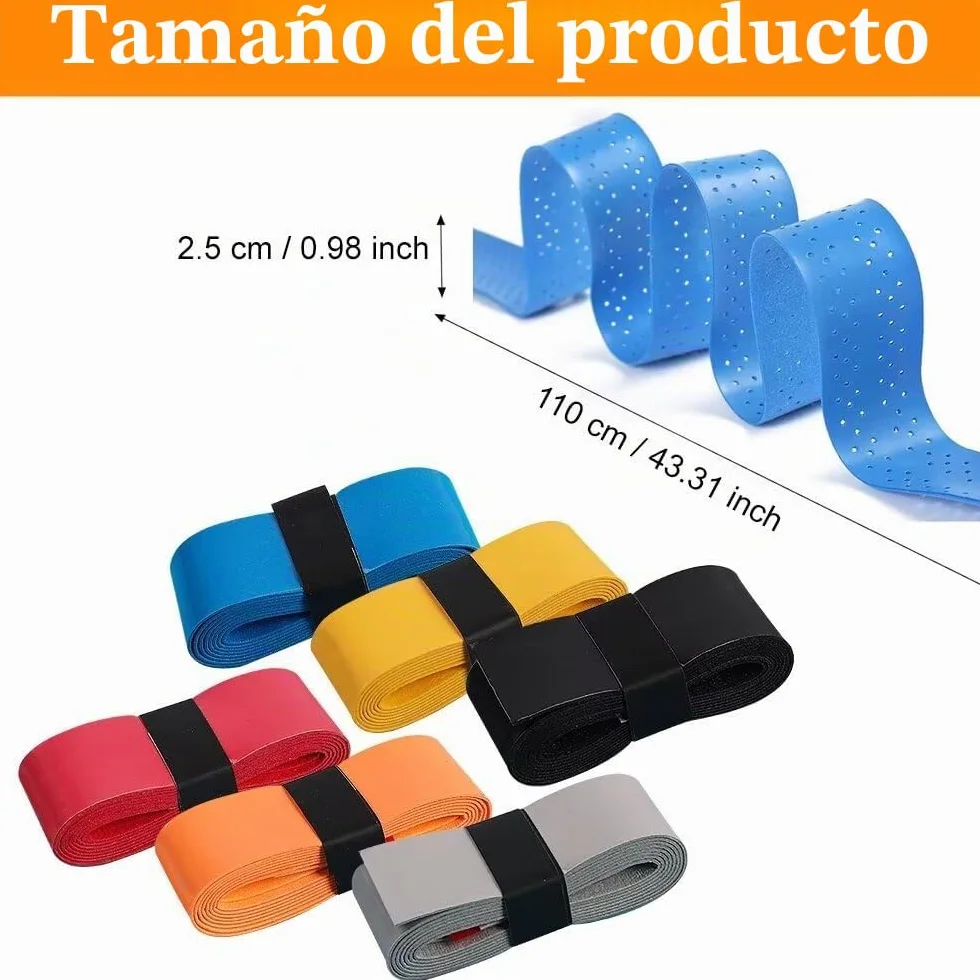 6 Bandas de Agarre para Raquetas de Tenis, Bádminton, Squash, Cinta Autoadhesiva Antideslizante