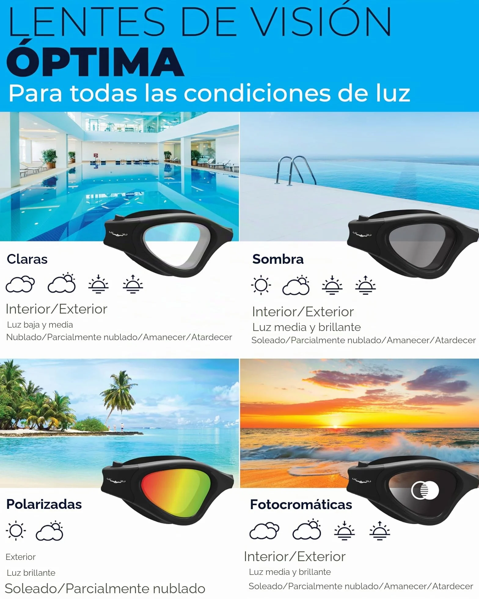 AqtivAqua Gafas de Natación DX Anti Vaho Sin Fugas Visión Amplia