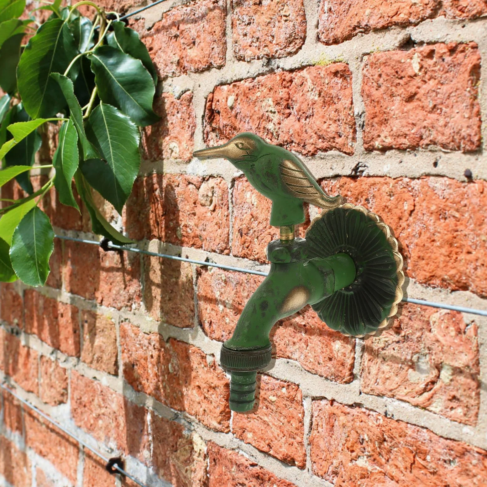 Grifo de Jardín de Cobre Diseño Antiguo y Forma de Animal para Montaje en Pared, Control Único y Estructura Estable, Adecuado para Fregona y Uso en Baño