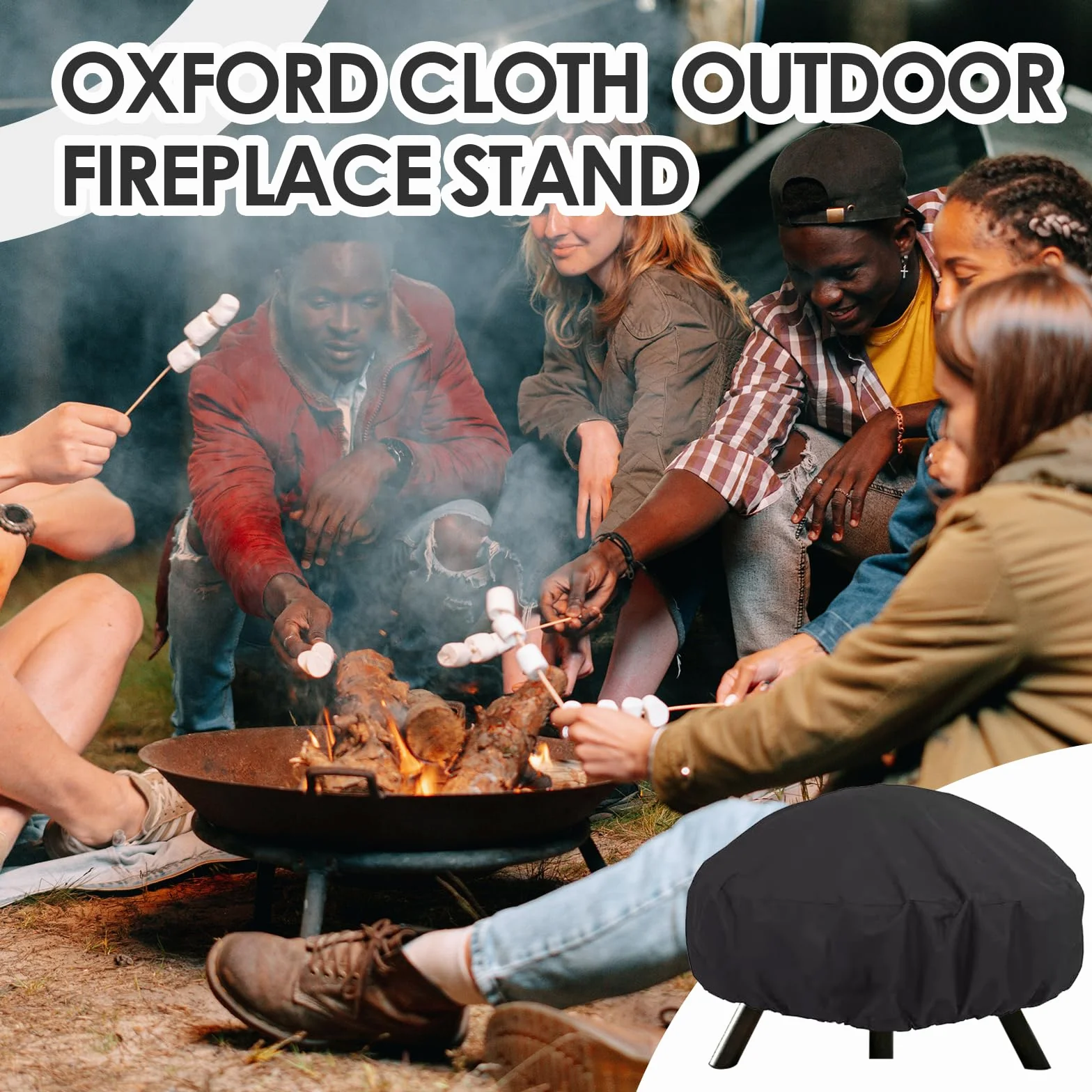 92X51cm 420D Cubierta Redonda para Brasero Impermeable, Funda Barbacoa Redonda, Cubierta para Fogatas Hoguera Brasero, Funda Protectora para Hoguera de Jardín BBQ Exterior, Tela Oxford (92X51cm)
