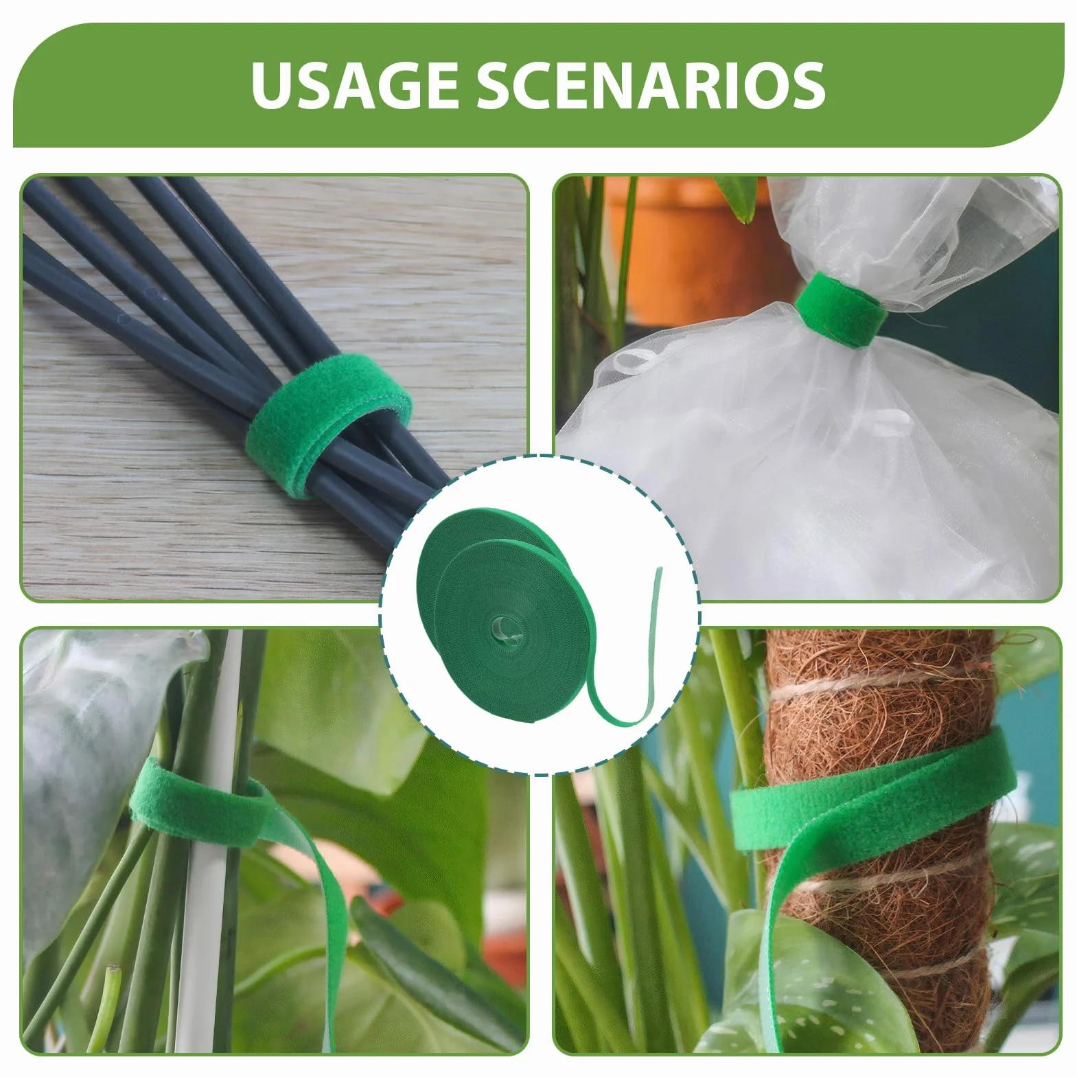 2PCS 15 m 15m Brida para Plantas Cinta,10mm Cinta para Plantas autoadhesiva,Cinta para Plantas de Exterior Reutilizable,Ideal para Fijación Planta Corbatas Cinta,Jardinería Cinta,Frutas y Flores
