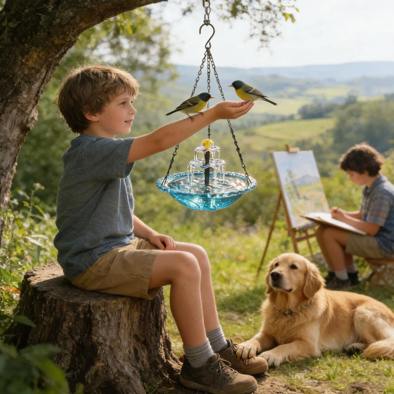 Baño Solar Para Pájaros, Cuenco De Agua Para Colibrí Al Aire Libre | Baño Para Pájaros Colgante - Tazón De Vidrio Artístico Para Jardín, Patio, Patio Trasero, Paio Delantero, Balcón, Terraza, Ptio,
