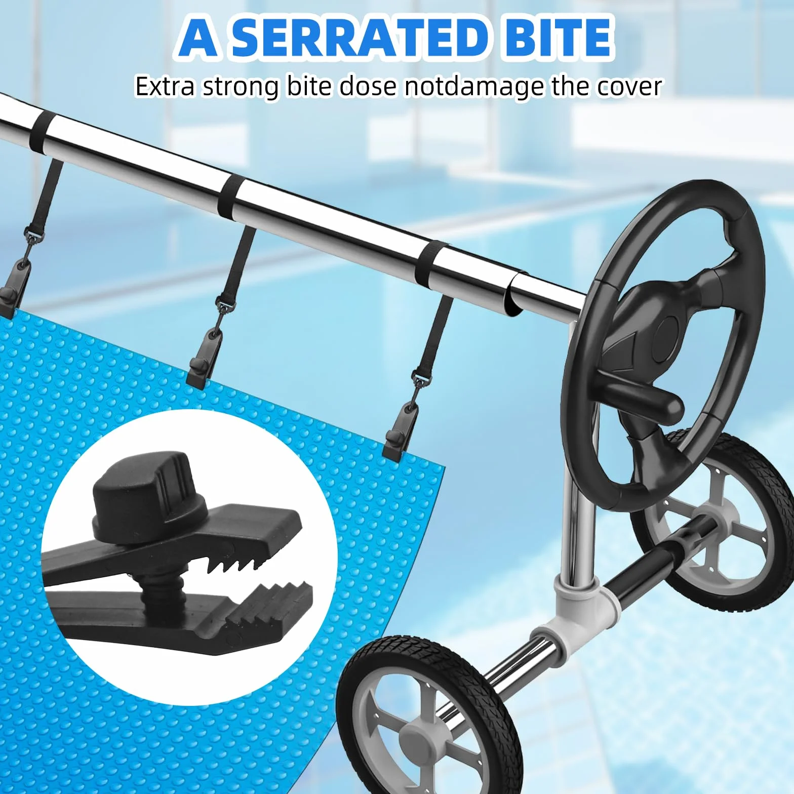 Rwbimti Juego de 8 bandas de sujeción y grapas para enrollador de piscina, especialmente para enrollador de piscina, rodillo de piscina para cubierta solar, enrollador de lona de piscina