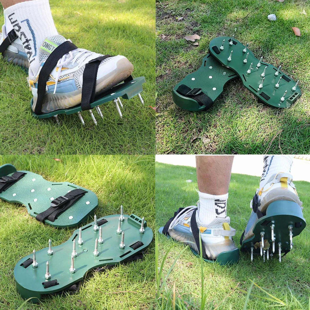 Cerioll Zapatos con Puntas con Puntas Cortas,Zapatos Aerador de Cesped,Aireador de Césped,Zapatos Jardín de Césped, Pisos de Epoxi,Superposiciones,Instalación de Cubiertas,Color Verde (1 Par)