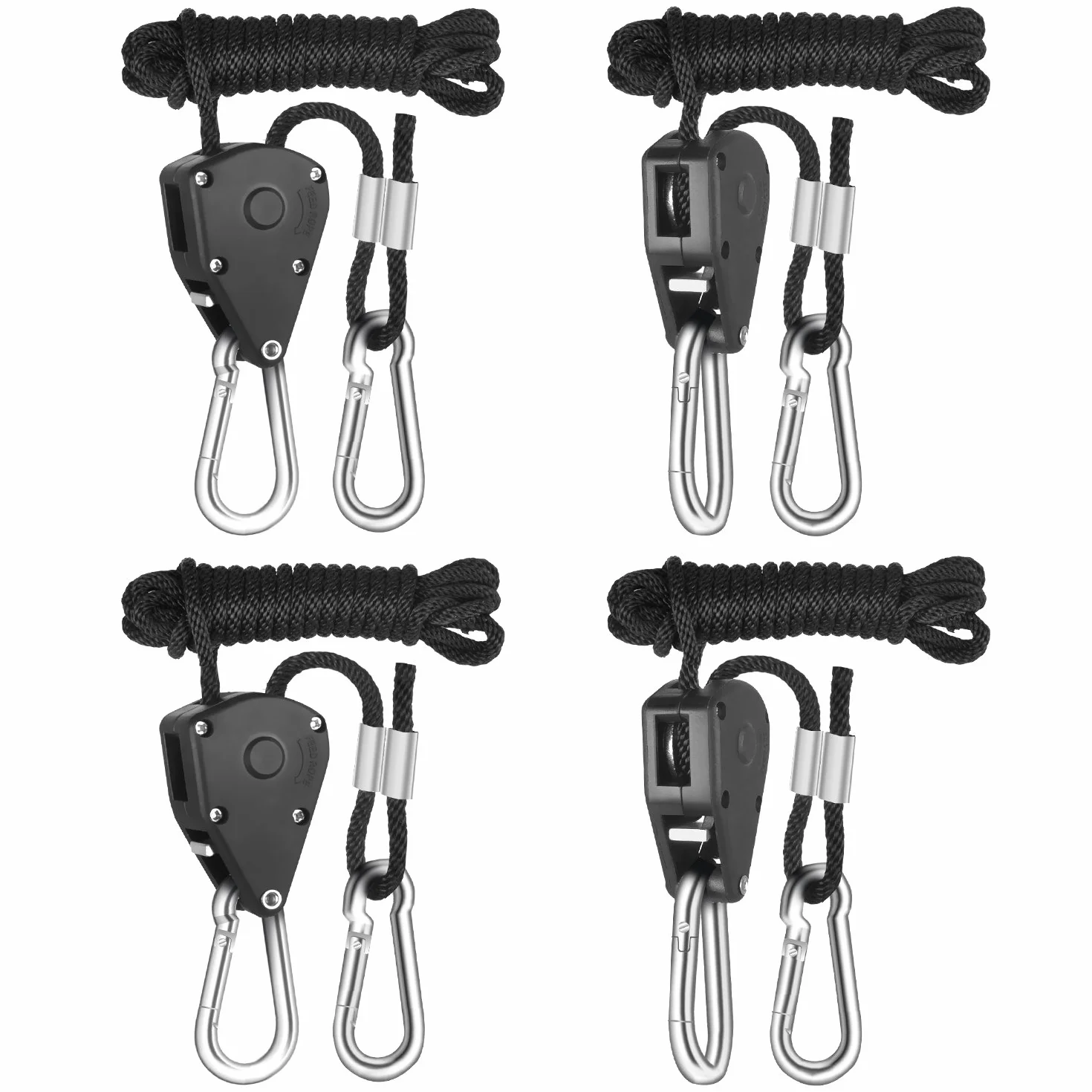 iPower GLROPEX2 - Perchas ajustables (0,3 cm y 2,4 m de largo, capacidad de peso de 68 kg, metal reforzado), color negro