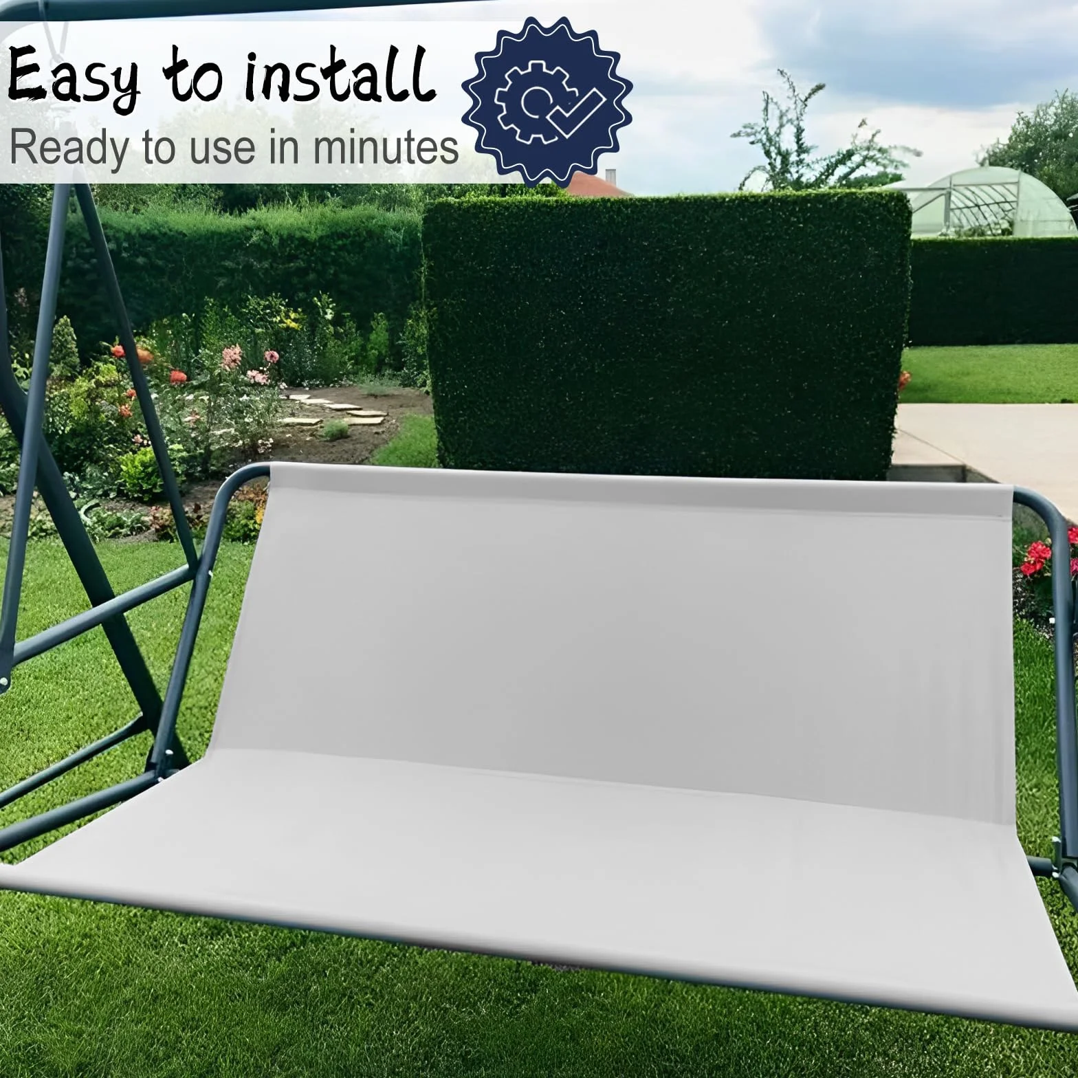 Piezas de repuesto para columpio de jardín, impermeable, funda para silla de jardín, funda para columpio de jardín, color gris, 115 x 48 x 48 cm