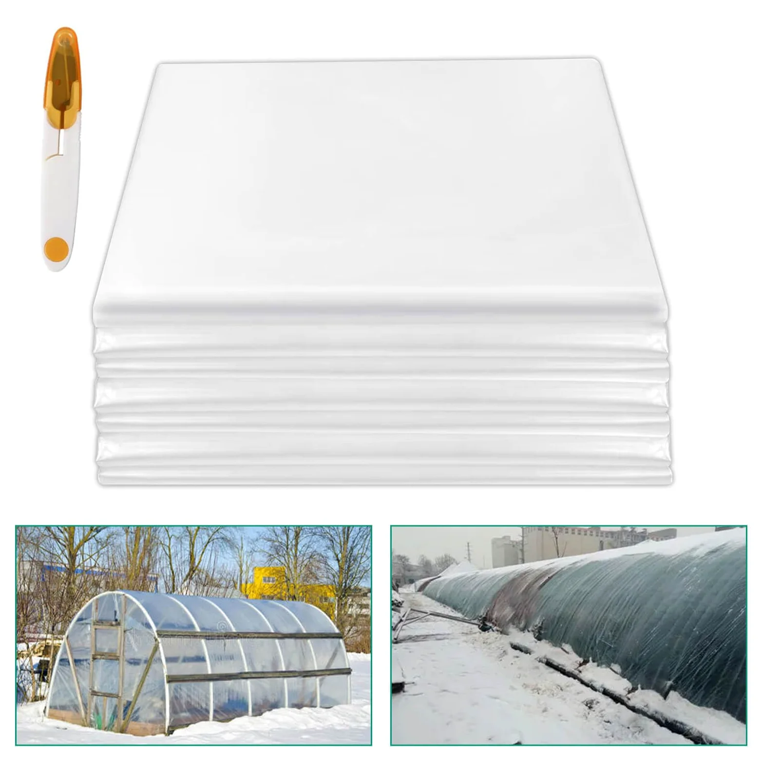 Cubierta de plástico para invernadero de 6 mm, lámina de plástico de invernadero de 25 x 40 pies de grosor, película de plástico antigoteo para jardinería, agricultura, plantas de
