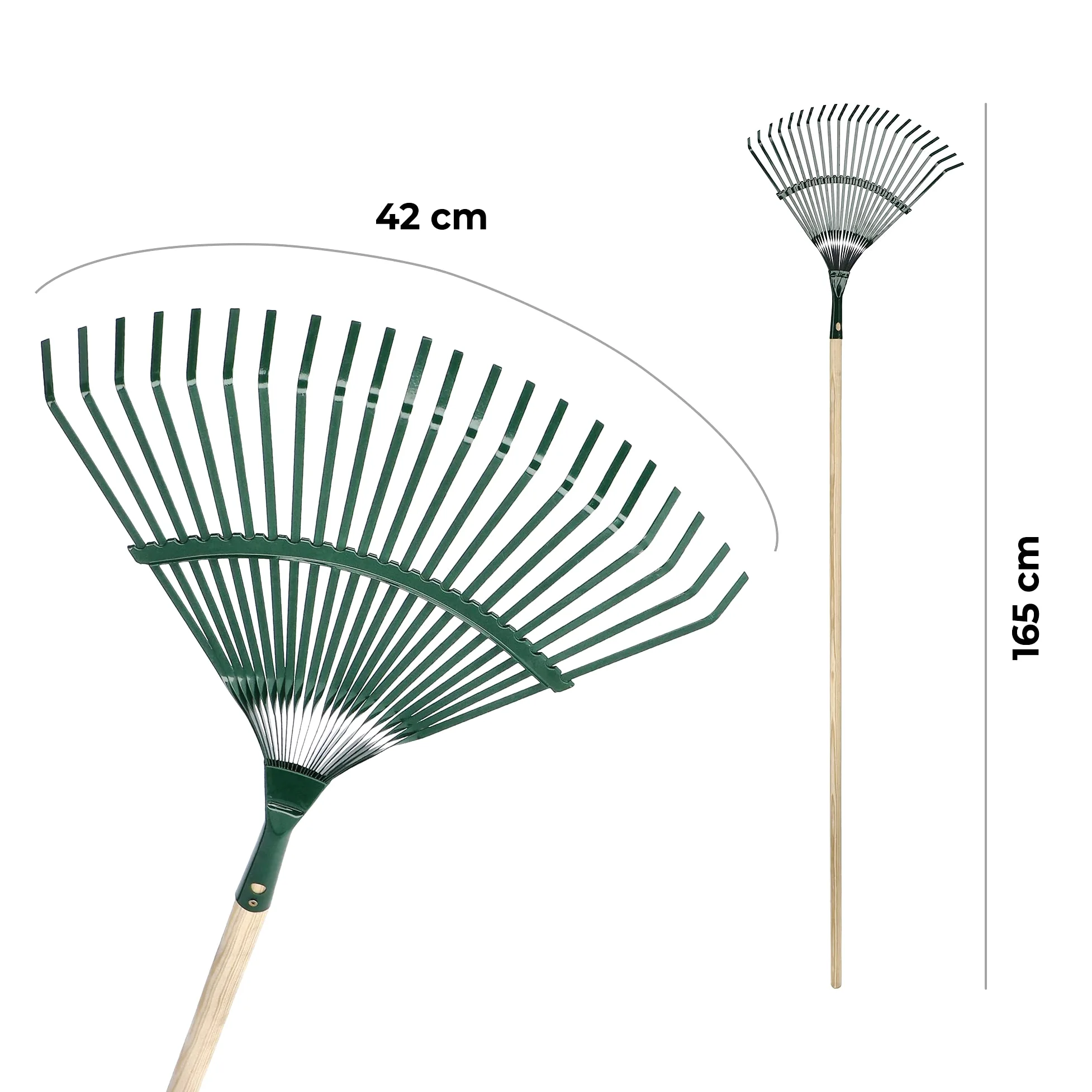 KADAX Rastrillo para Hojas, rastrillo Ajustable con Mango para jardín, césped, cómodo rastrillo de jardín, Compartimentos para Hojas, Escoba para Hojas, (Cinta)