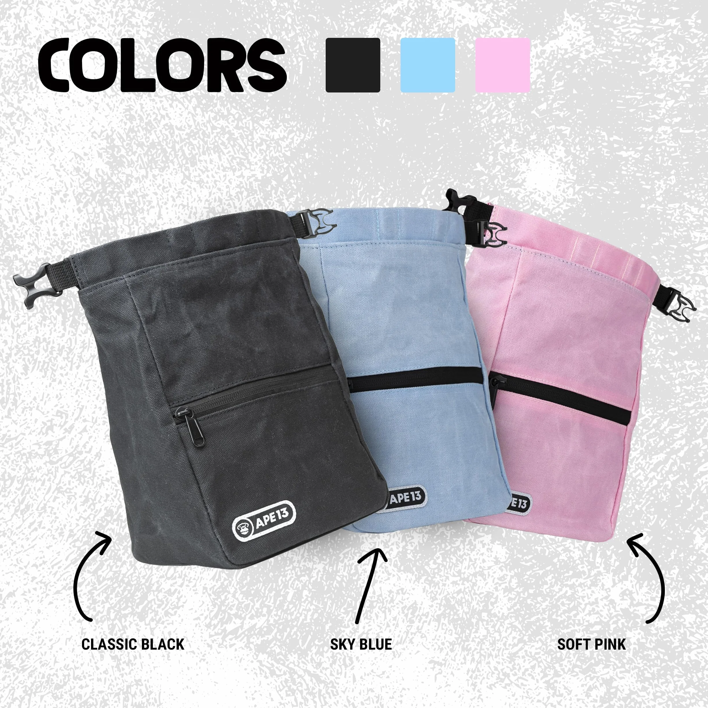 Bolsa de magnesio para bouldern 3 colores resistente tapa enrollable cierre magnético