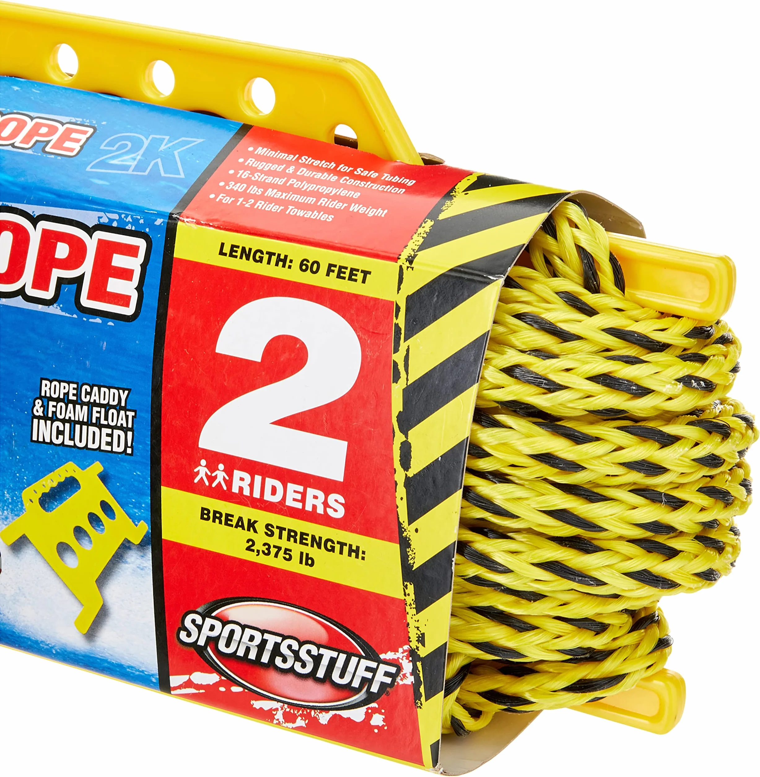 Sportsstuff Cuerda remolcable 2K con Organizador de Cuerda, Amarillo