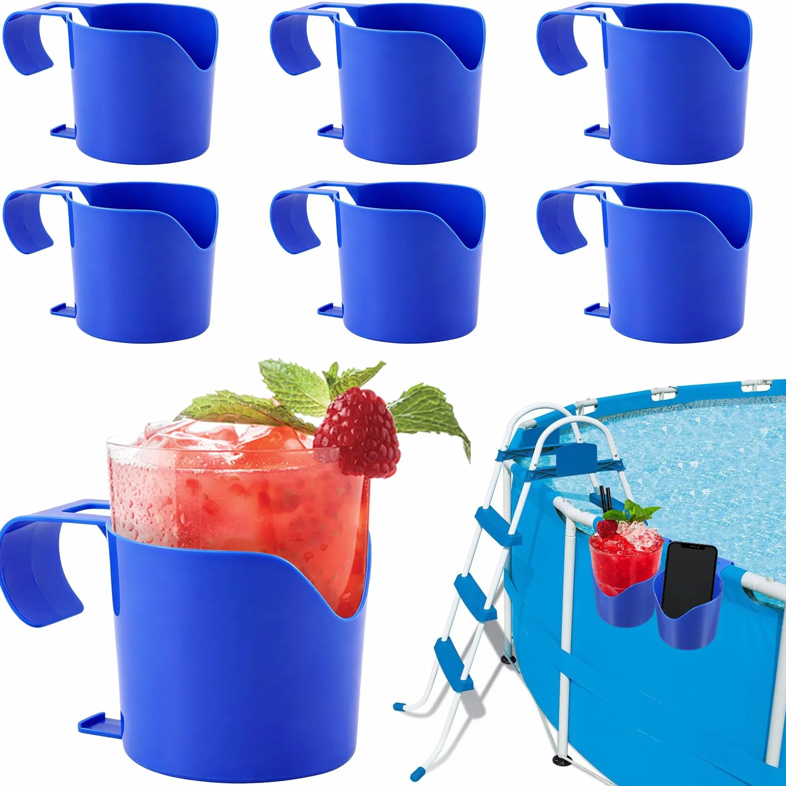 Juego de 6 portavasos para Piscina, de plástico, para Bebidas y Cerveza, Accesorios multifuncionales para Piscinas, Ideales para Bebidas y teléfonos móviles