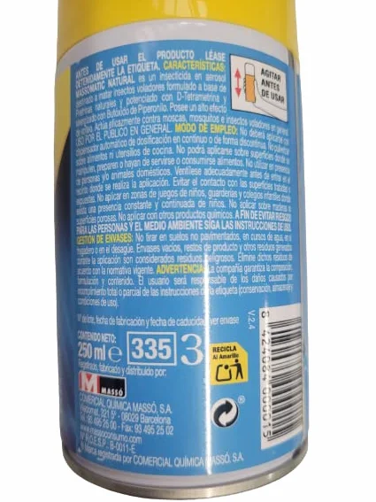 Peyca Inseciticida natural para moscas Massomatic 250ml PACK 3 UNIDADES, gran efecto de volteo, listo para su uso - Preben
