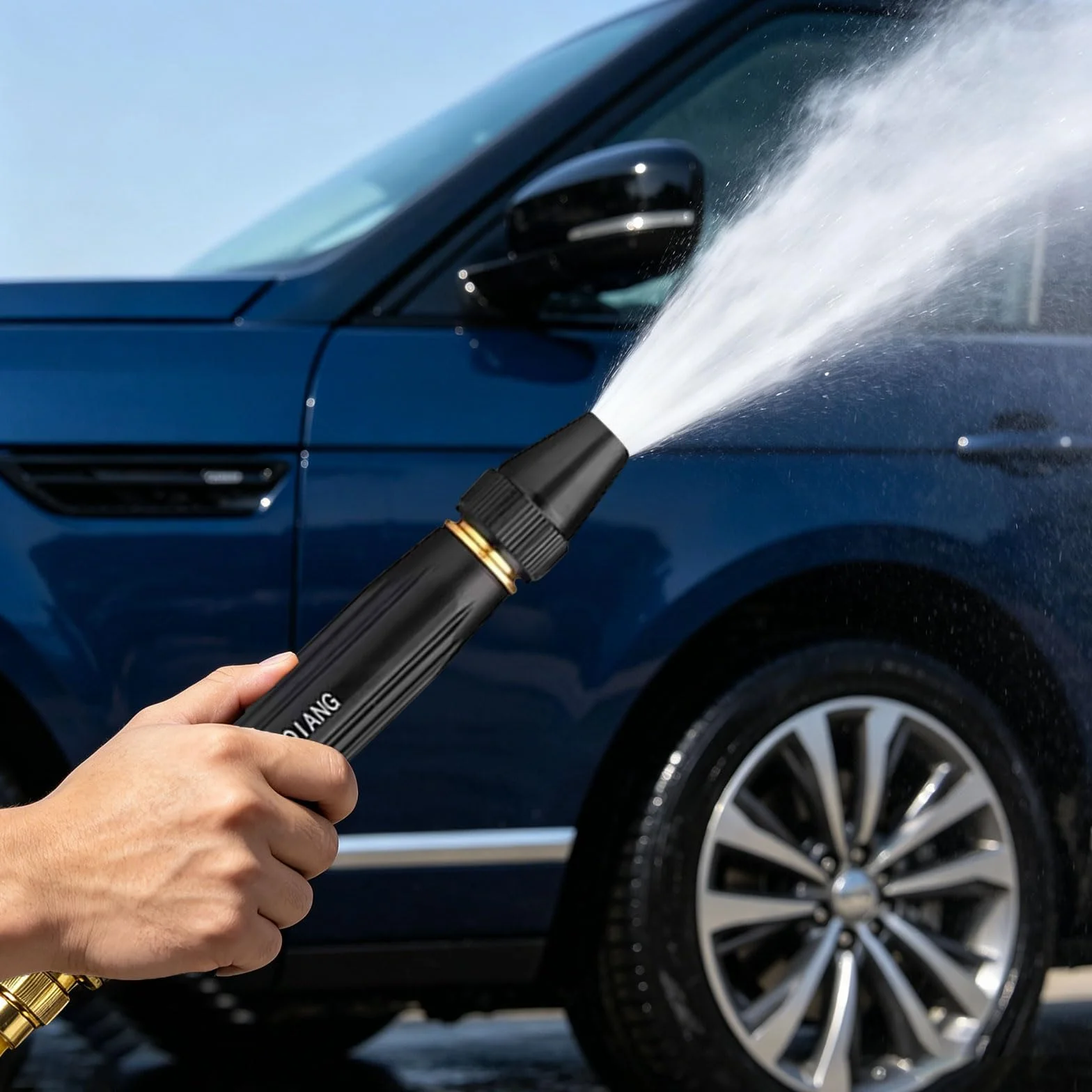 Genérico Pistola De Agua a Presión para Lavado De Autos con Boquilla De Refuerzo Y Manguera, Pistola De Agua Ajustable De Alta Presión para Lavado De Automóviles, Jardinería, Limpieza De Patio,A