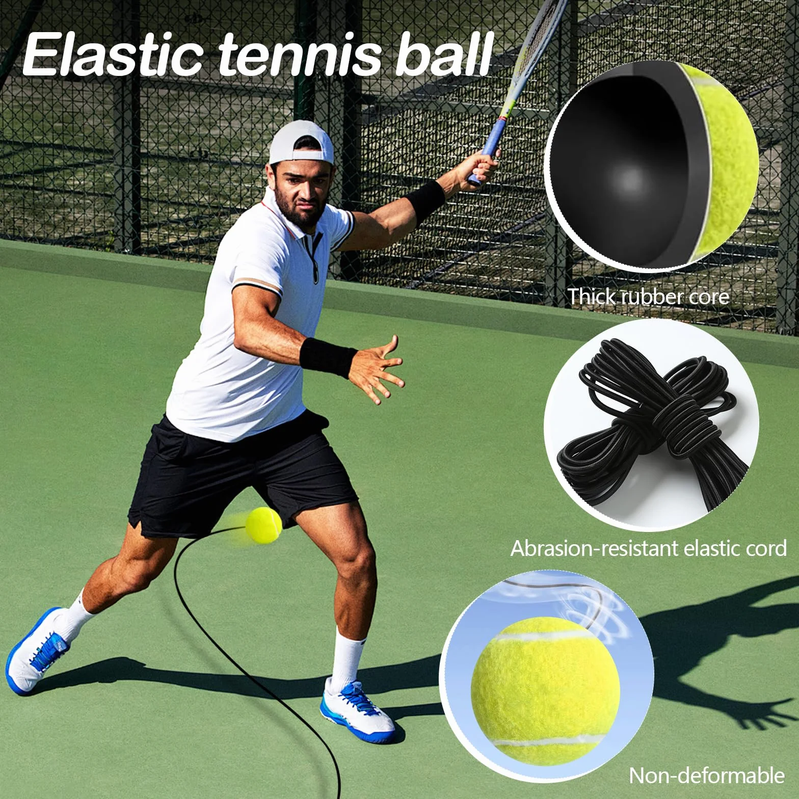 Set De Entrenamiento De Tenis con Base Metálica 1,2 kg y 2 Pelotas De Rebote