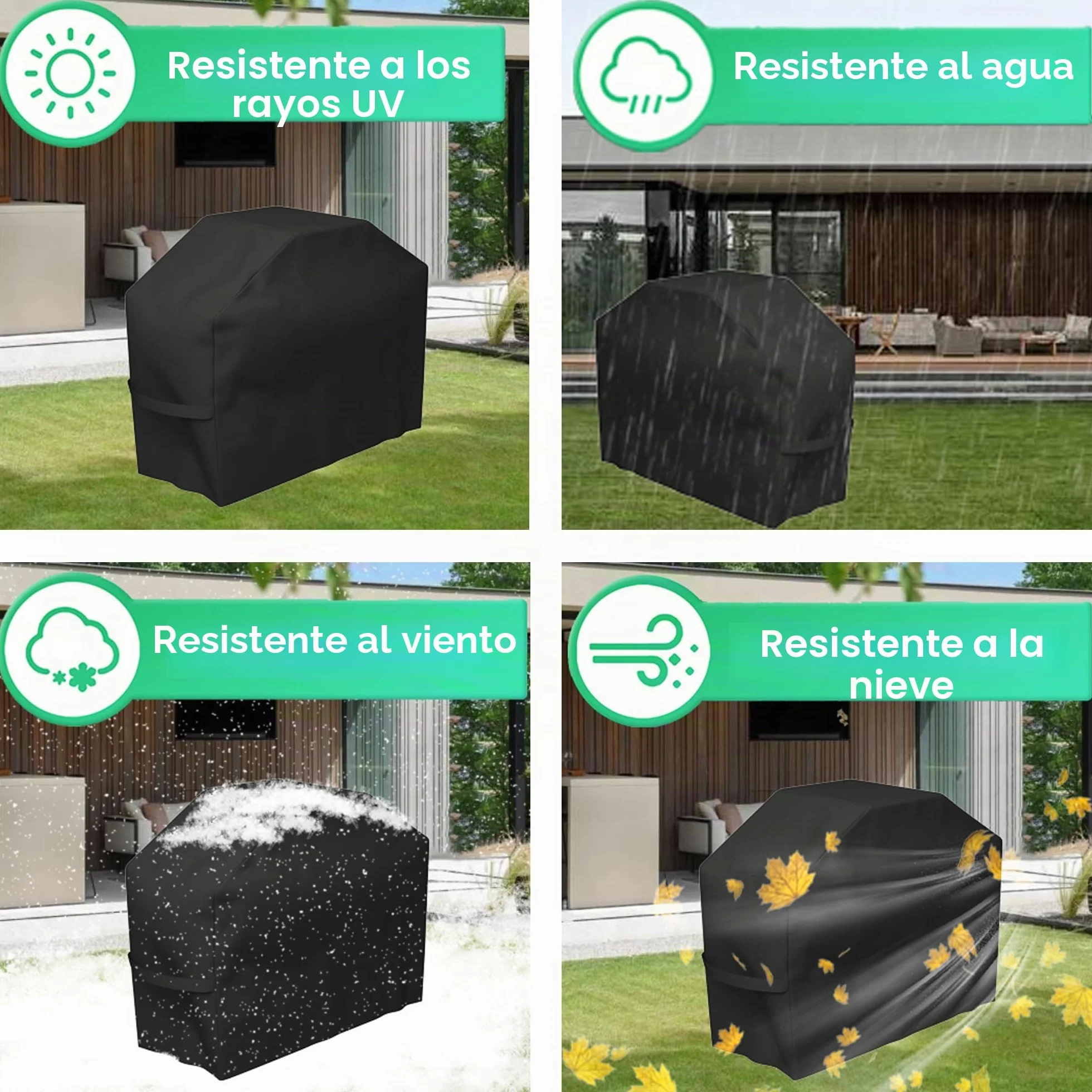 Funda para Barbacoa Impermeable, Cubierta BBQ de Parrilla 210D Oxford Protector, Anti-Viento/Anti-Polvo/Anti-Humedad, Resistente al Desgarro/Agua/Lluvia/Nieve/Sol (145X61X117)