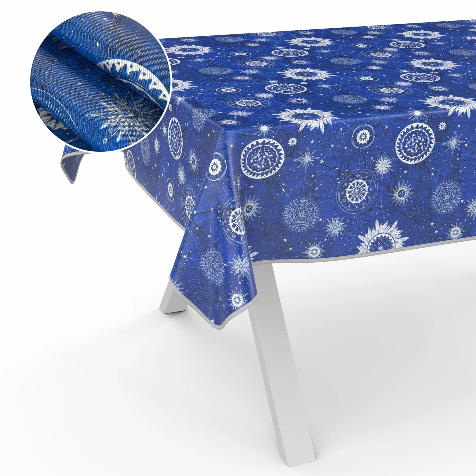 Mantel de hule lavable, para jardín, exterior e interior, 220 x 140 cm, con dobladillo astrología