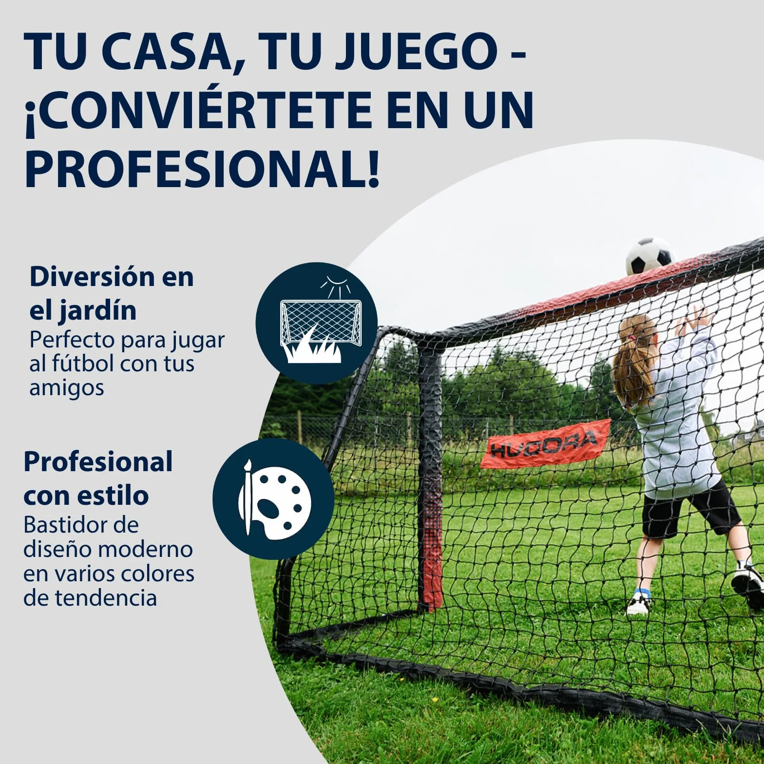 HUDORA Portería de Fútbol Pro Tect Advanced Exteriores Red Resistente Intemperie