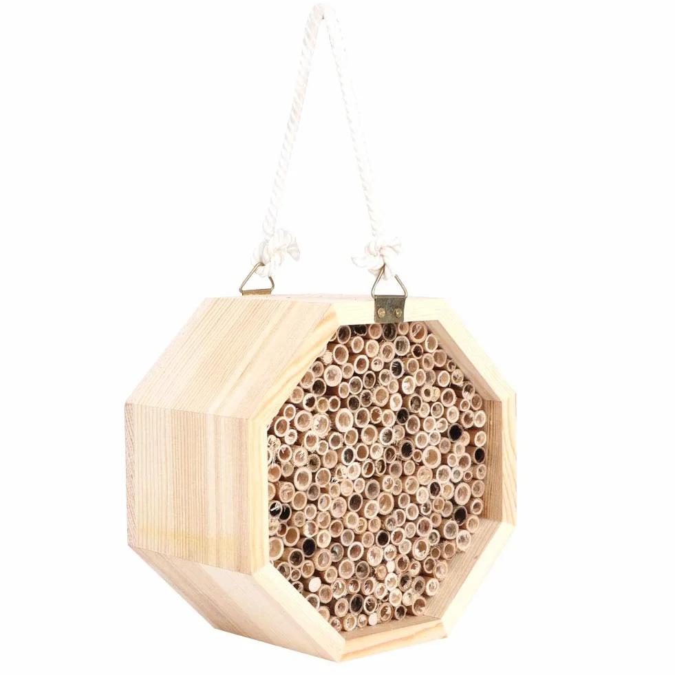 Yctze Bee House, 16 * 16 * 9 Insecto de Madera Bee House Wood Bug Room Hotel Nesting Box para Decoración de Jardín Al Aire Libre
