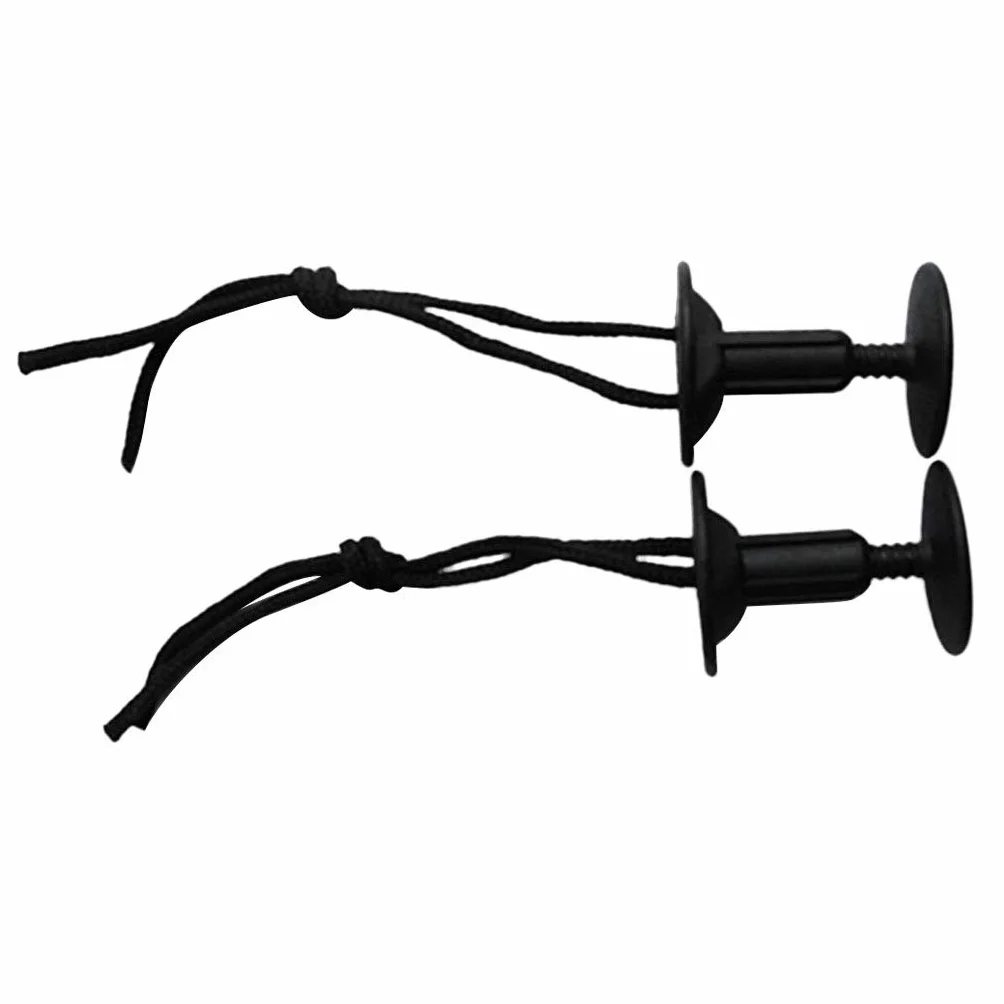 Tapones de correa para tabla de surf, bodyboard, softboard y SUP, color negro, con cordón
