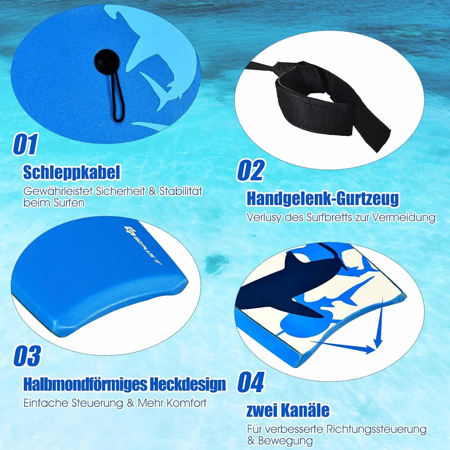 RELAX4LIFE Tabla de Natación Portátil XPE HDPE Antideslizante Bodyboard para Niños y Adultos