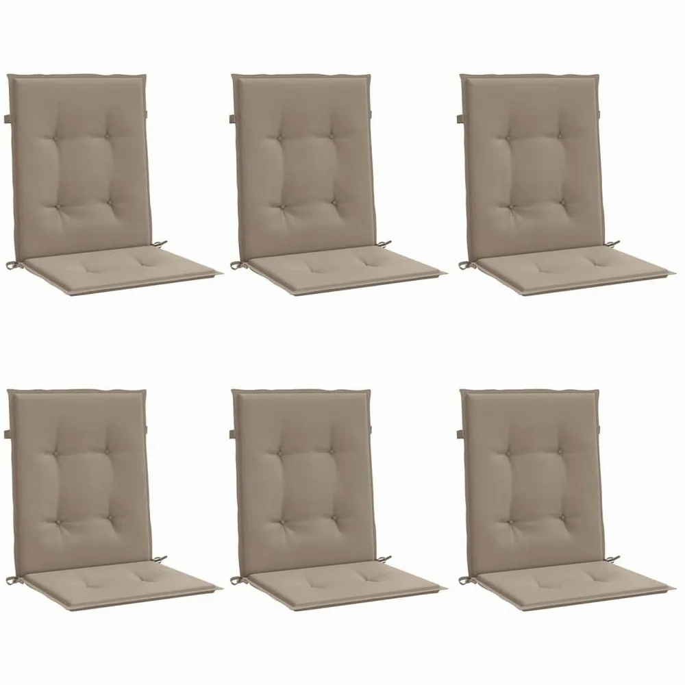 vidaXL Cojines de Sillas de Jardín 6 uds, Almohadas con Respaldo Alto, Acolchados para Sillones, Cojines para Patio, Tela Gris Taupe 100x50x3 cm