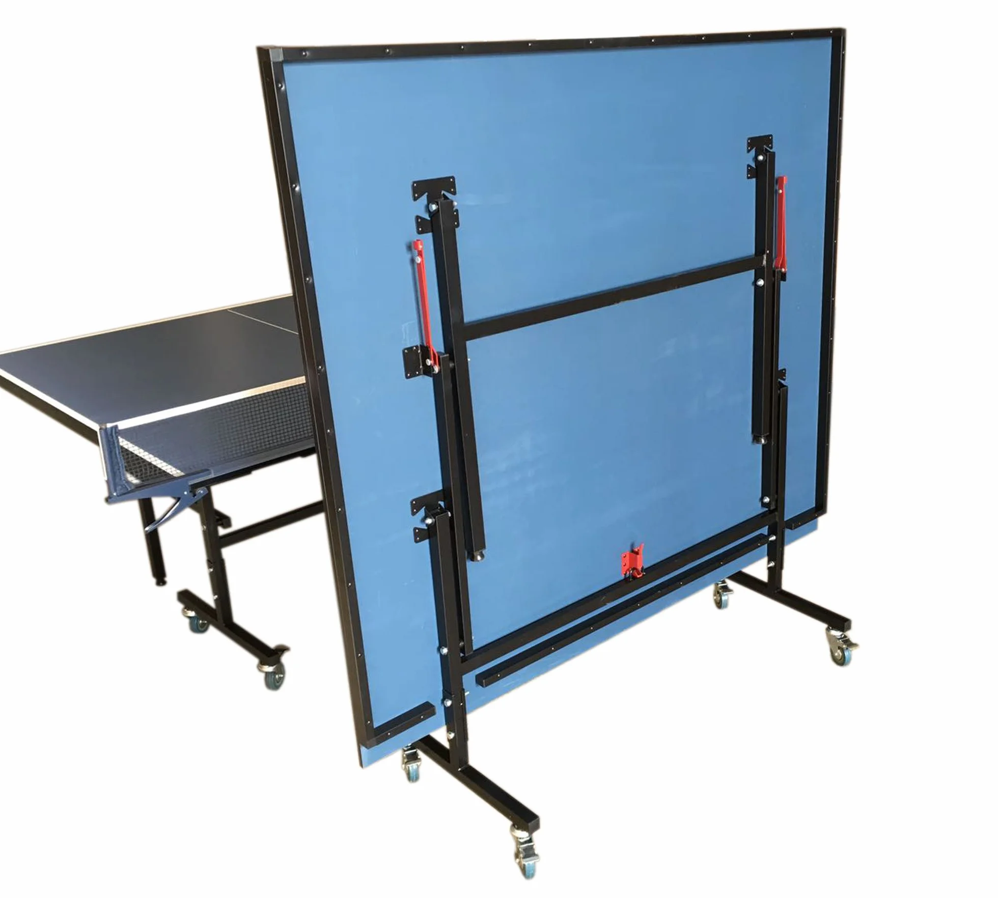 Mesa de tenis de mesa compacta azul para interiores