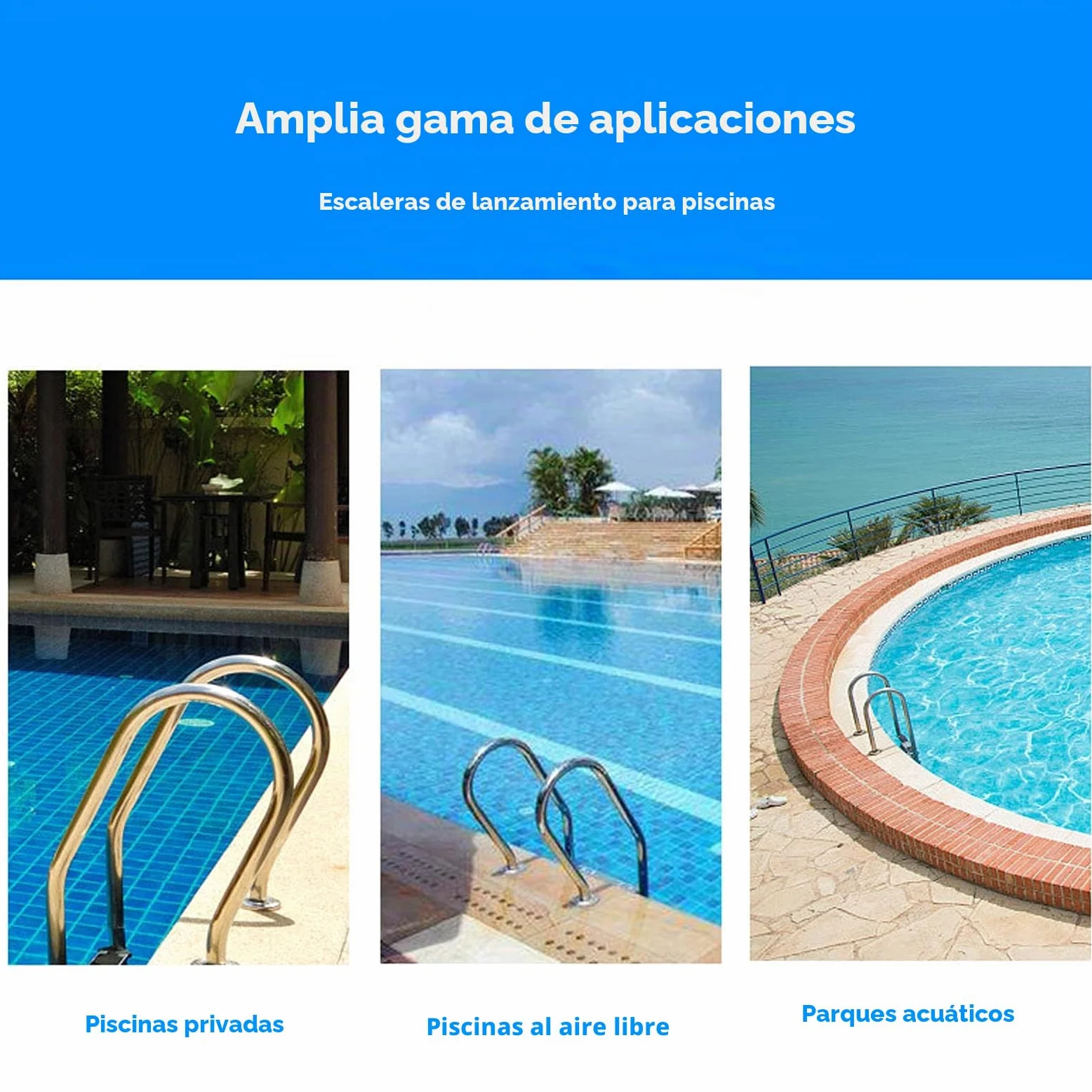 PINFU Barandilla para Piscina Barandilla de fácil Montaje con Placa Base, barandilla de Acero Inoxidable 304 para Escalera de Piscina Barandilla para Piscina | Acero Inoxidable 304, Resistente a la corrosión, Placa base estable, Para escaleras de piscina,