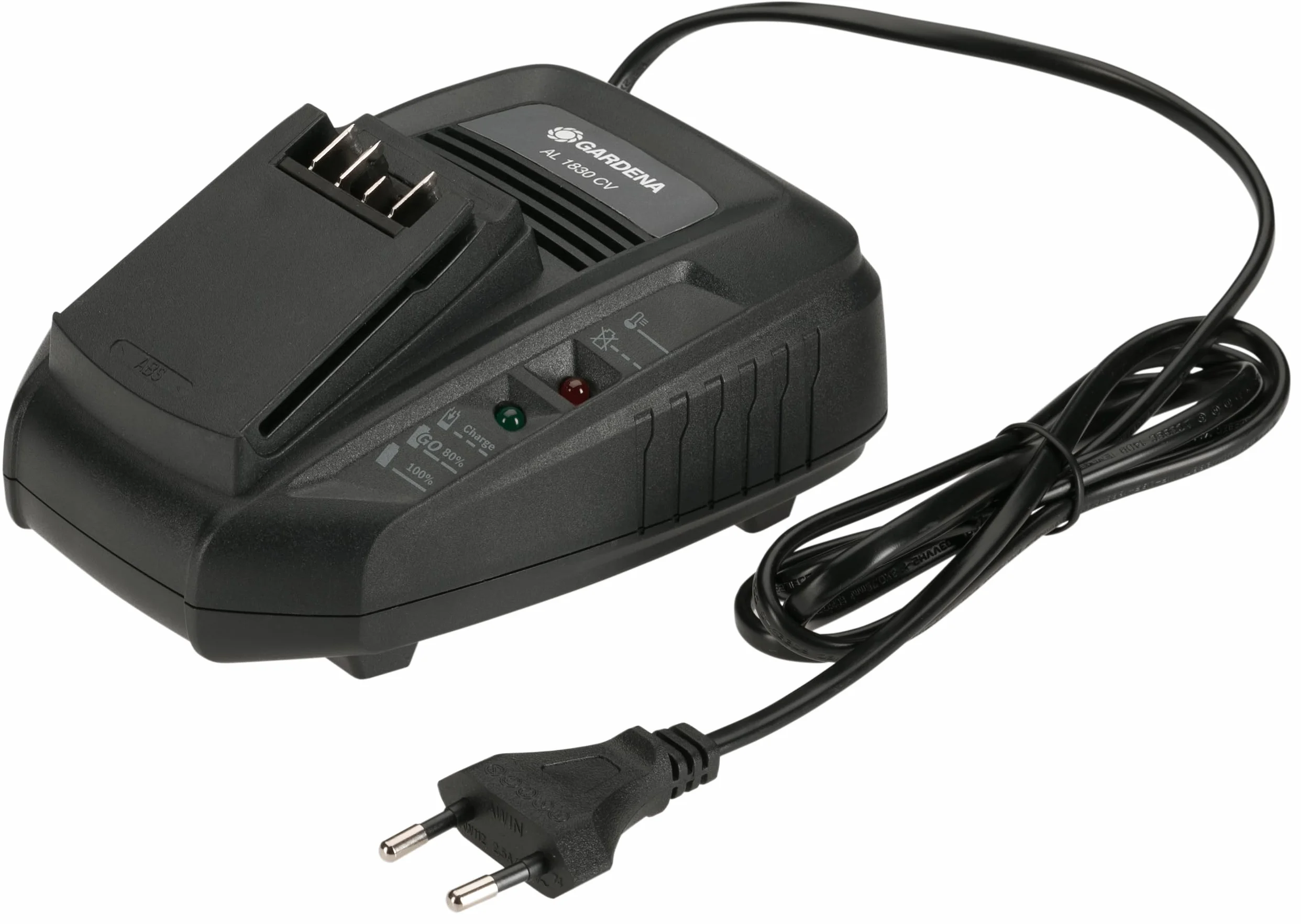 Gardena Cargador rápido AL 1830 CV: adecuado para todas las baterías de POWER FOR ALL 18 V, tiempo de carga de batería de 2,5 Ah 60 minutos, indicador de estado LED para el nivel de batería (14901-20)