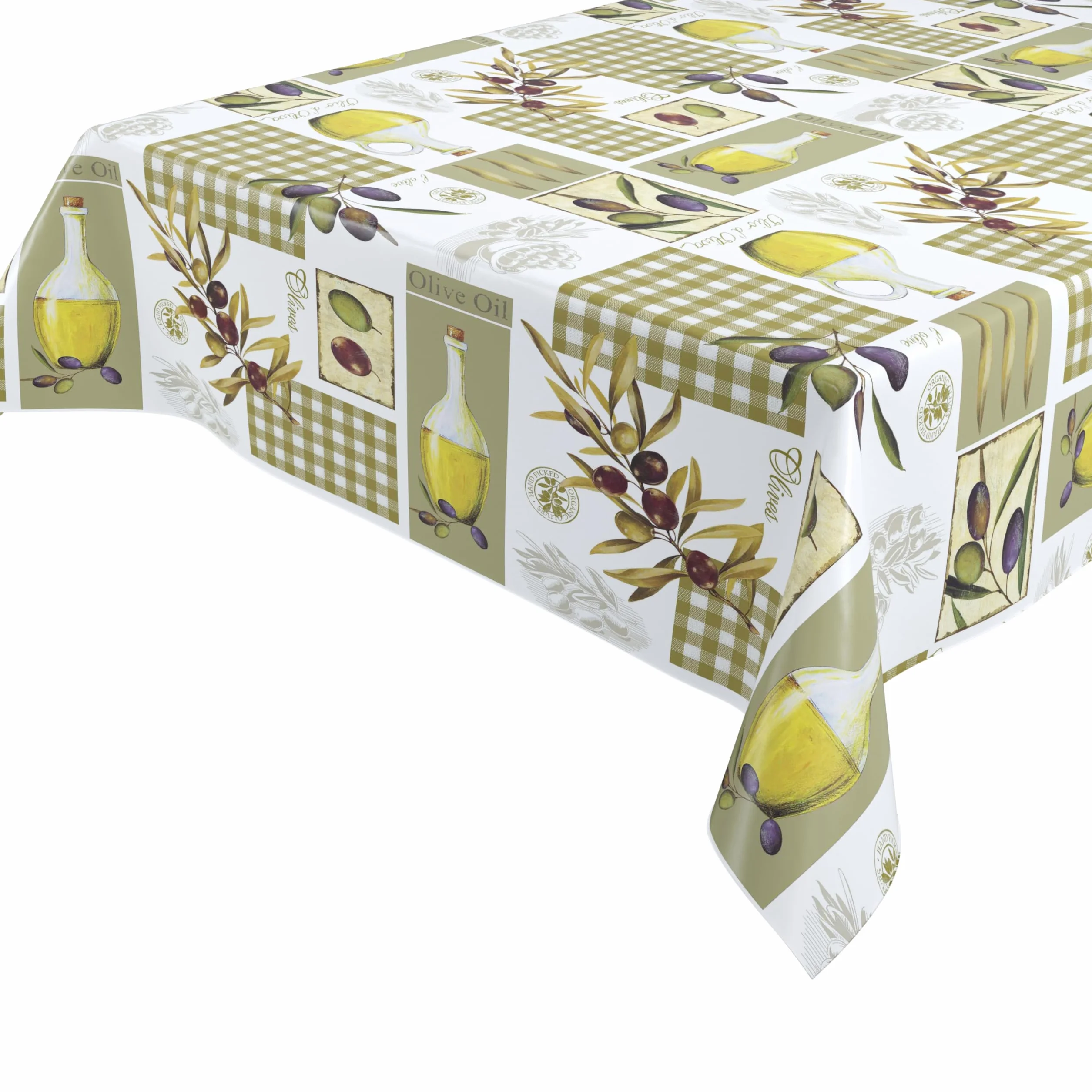 Beautex - Mantel Olive de hule, liso, lavable, redondo, ovalado, rectangular, tamaño a elegir, ideal para jardín, pvc, Oliva liso., Eckig 140x180 cm