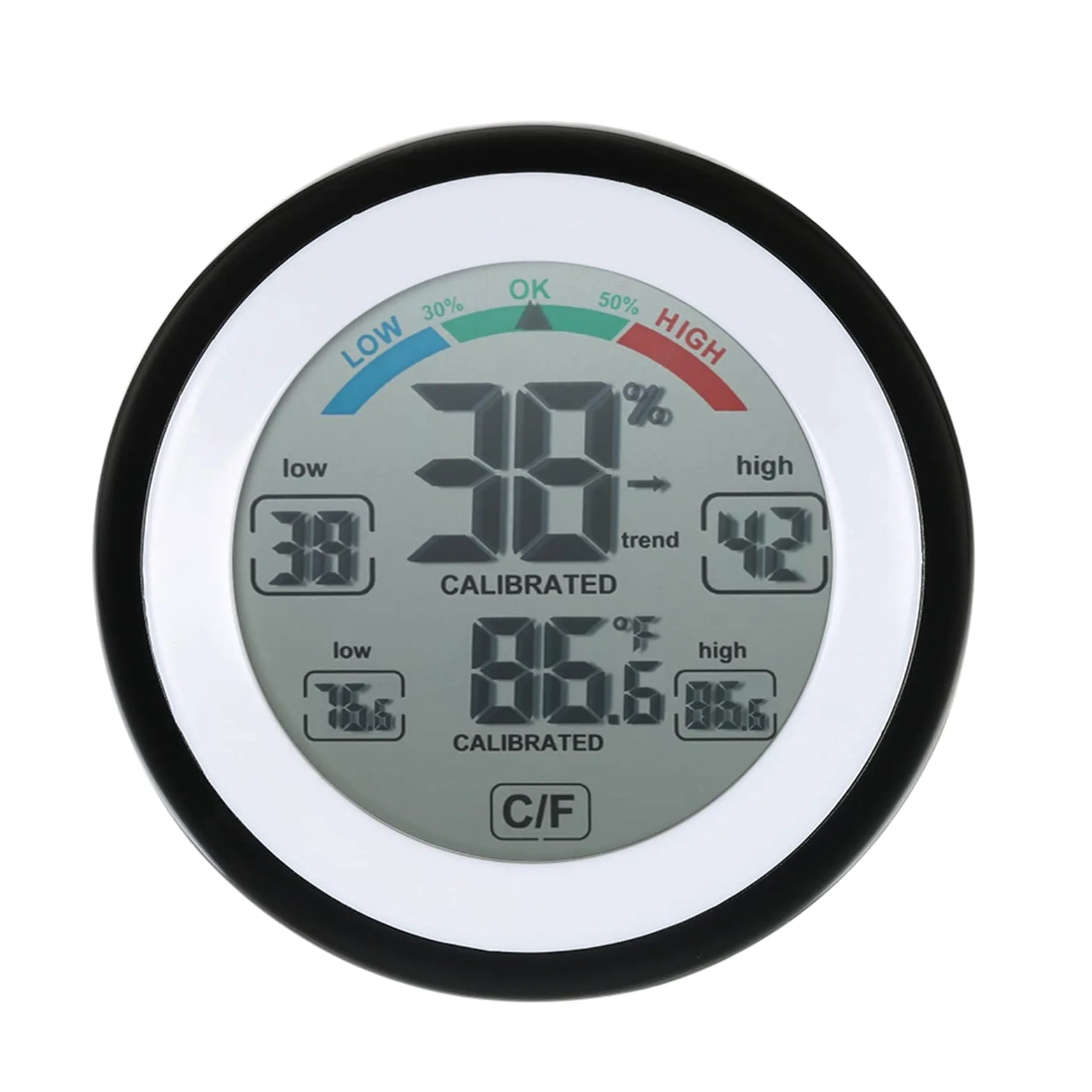 PNAWLLCF-65 Termómetro Digital Higrómetro Medidor de Temperatura y Humedad Valor máximo mínimo Pantalla de Tendencia Medidor de Temperatura y Humedad