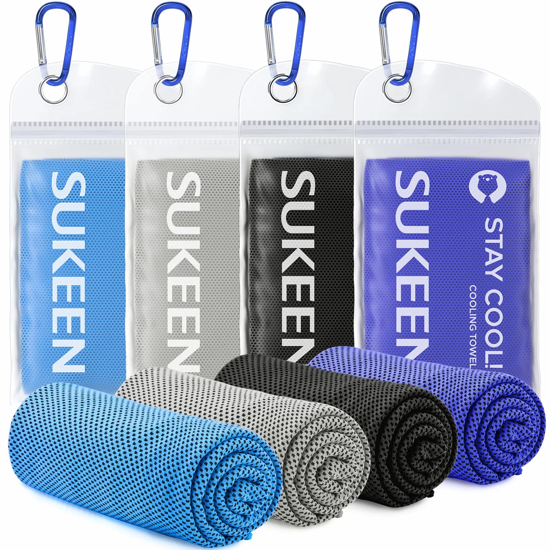 Sukeen Paquete de 4 Toallas de Enfriamiento, Suaves y Transpirables para Yoga, Deportes, Correr, Gimnasio