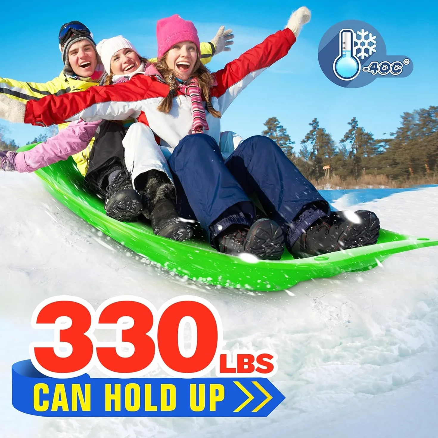 Trineo de Nieve Resistente con Cuerda de Tracción para Adultos y Niños, Tabla de Esquí Deportiva
