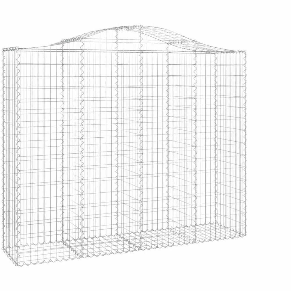 Gaviones con arco alto, 3 unidades, 200 x 50 x 160/180 cm, hierro galvanizado para barreras de jardín y privacidad, cestas de alambre resistentes a la corrosión como protección contra el ruido