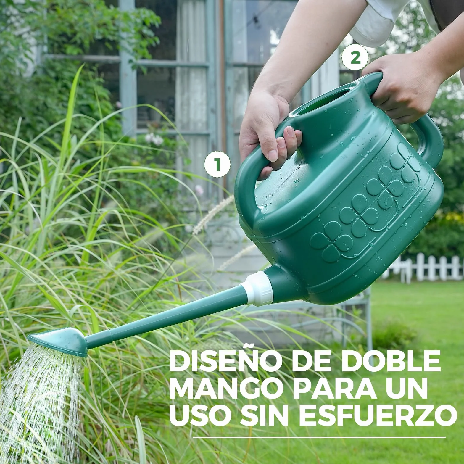 Bamworld Regadera Plantas de Interior 7.5 litros (2 Galones) Regadera de Plástico con Pico Largo para Interior Exterior y Jardinería