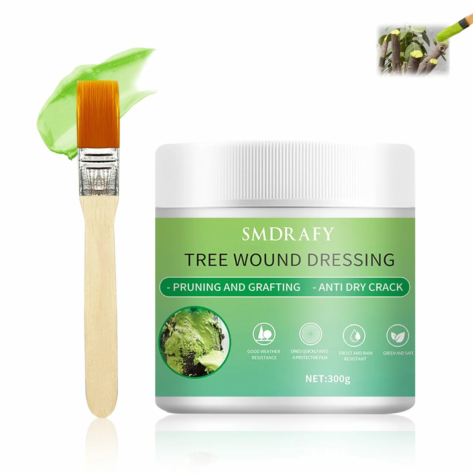 Pasta Cicatrizante para Injertos, Pasta Cicatrizante Plantas, Cicatrizante Arboles, Aplicable a plantas, árboles y Arbustos para Reducir la Escorrentía de Agua y Formar una Película Protectora,300G
