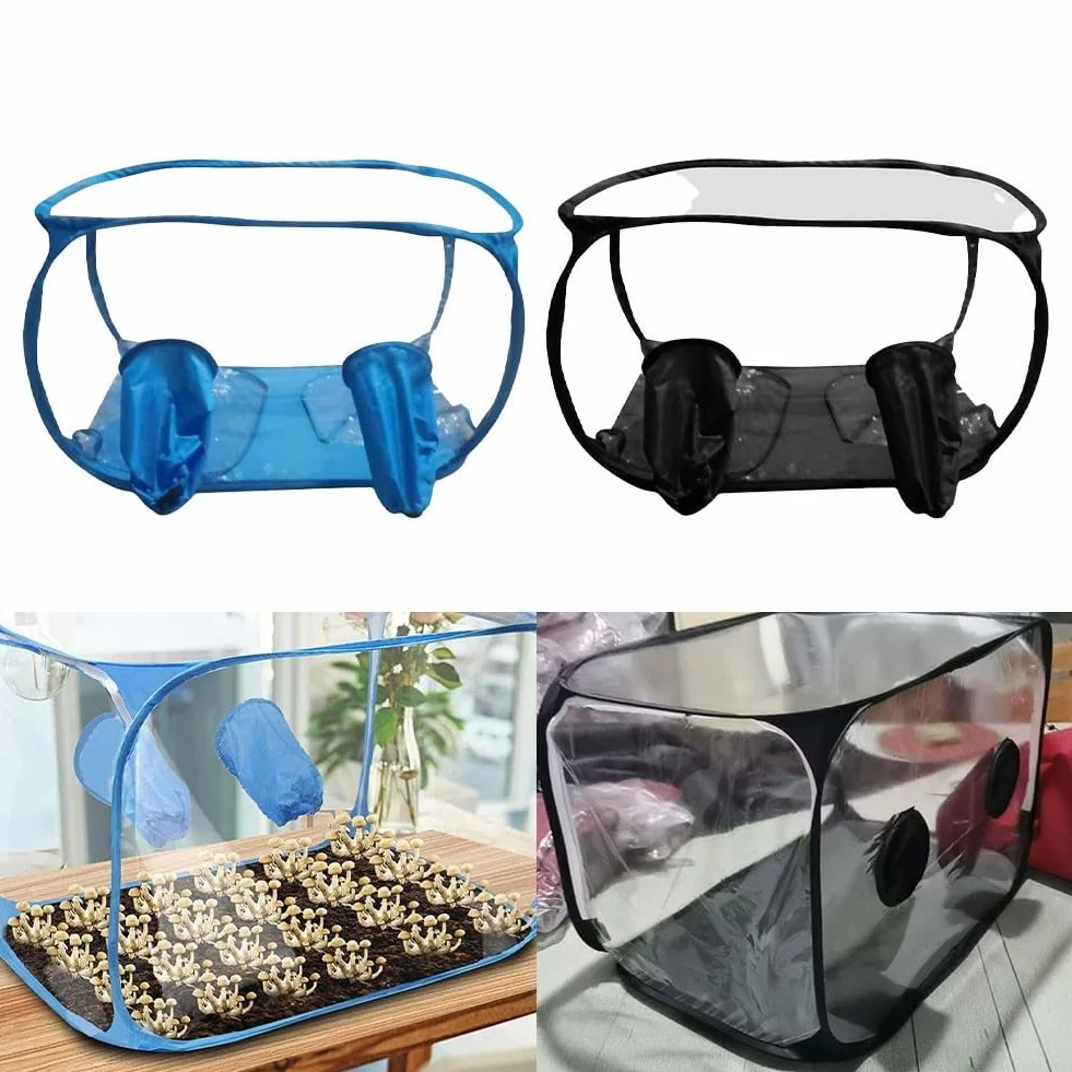 Minhe Tienda de cultivo de hongos portátil 60x60x90cm Cámara de crecimiento emergente con cremallera para principiantes y aficionados Blanco (negro)