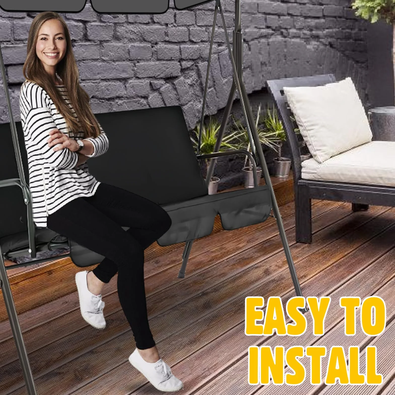 Funda de asiento de columpio de repuesto: 210D tela Oxford para columpios de Hollywood, resistente al agua y al sol, para jardines, patios y balcones (138 x