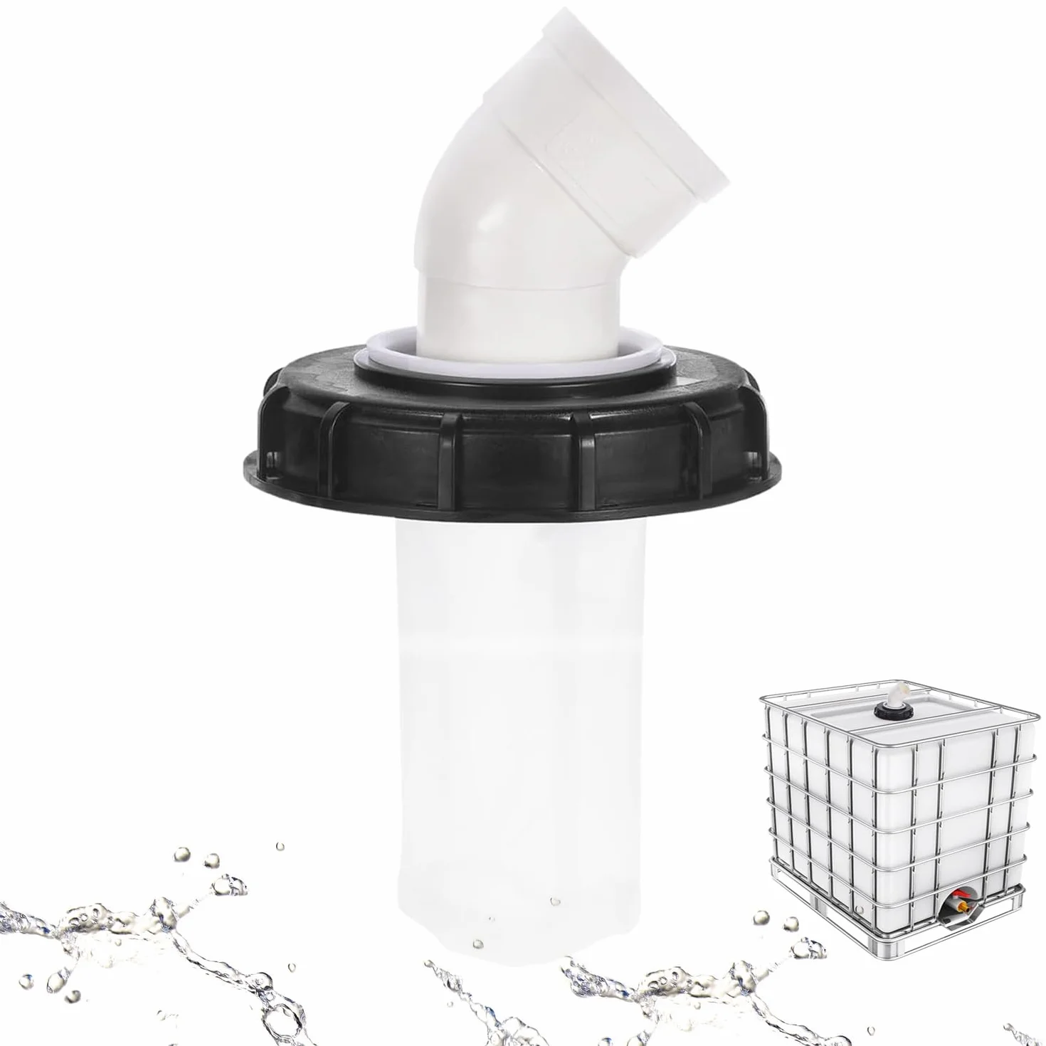 45° Filtro de Tapa IBC, Tapa de Tanque IBC Lavable de Nailon con Tapa, Accesorio de Tanque IBC con Filtro de Red para 165 mm Accesorio para Depósito de Agua de Lluvia