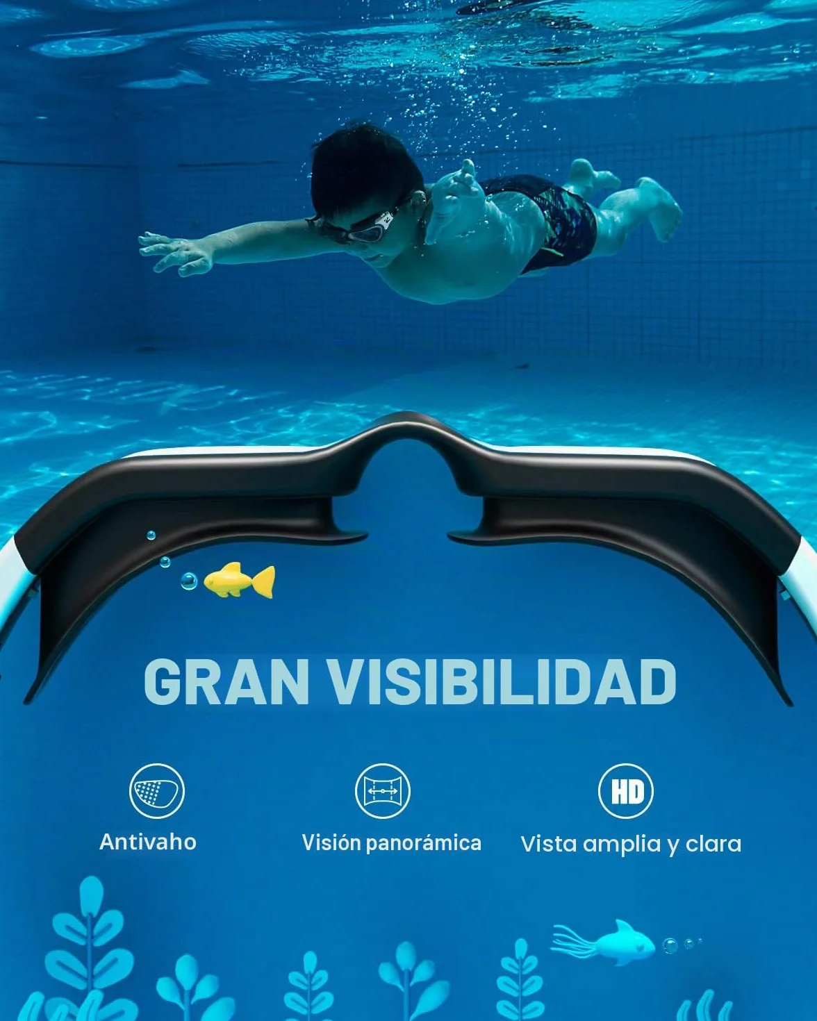 ZIONOR G1MINI Gafas de natación polarizadas para niños Antiniebla Protección UV 3-14 años