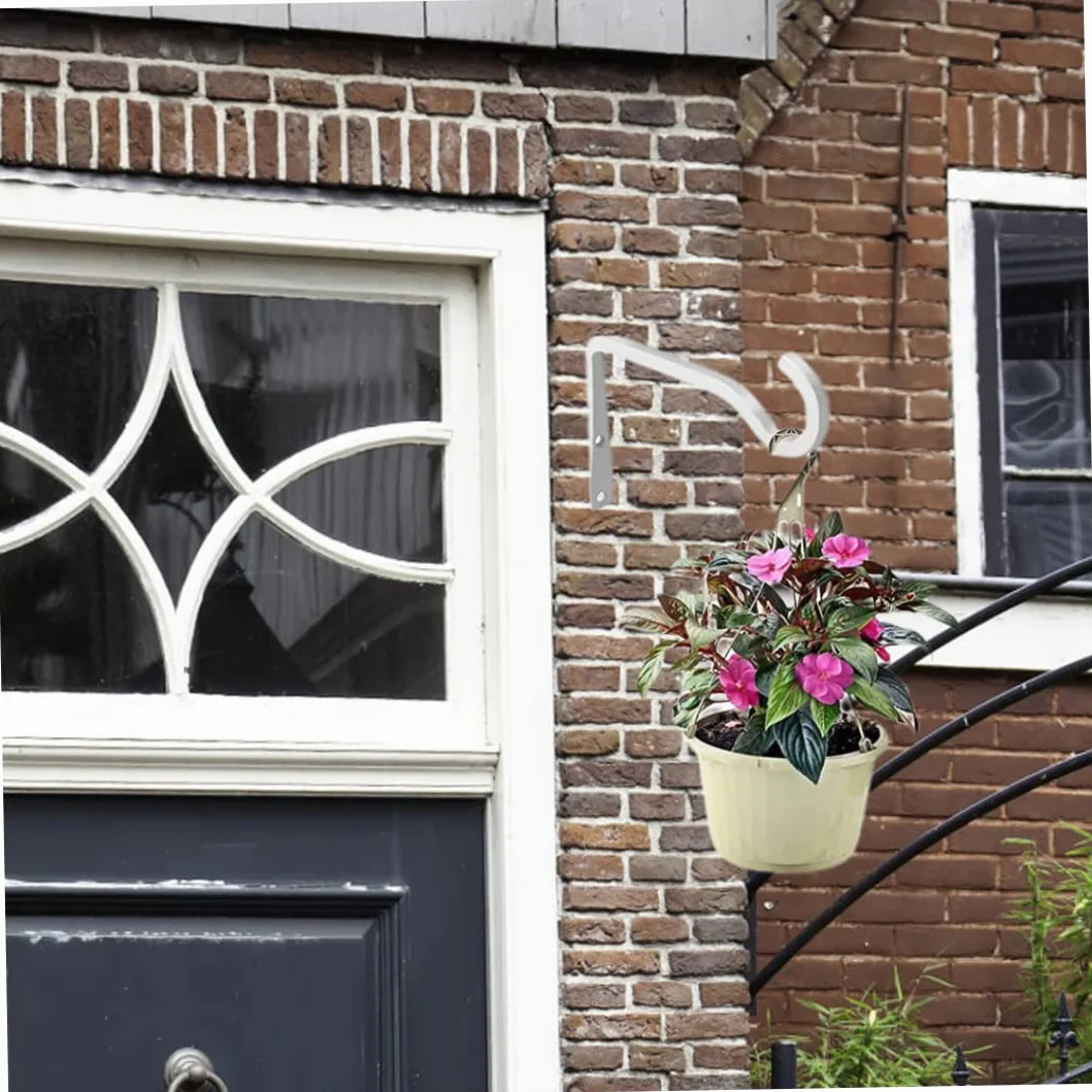 Soporte para Colgar Plantas, Gancho metálico para Colgar en la Pared de 6 Pulgadas con Tornillos para macetero de linternas, Color Blanco