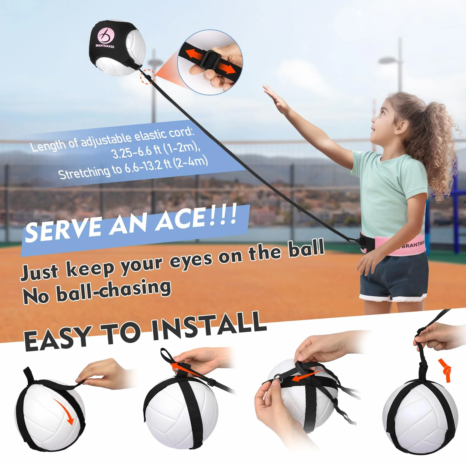 BRANTMAKER Equipo de Entrenamiento de Voleibol, 2 Tamaños, Accesorios, Rosa/Negro