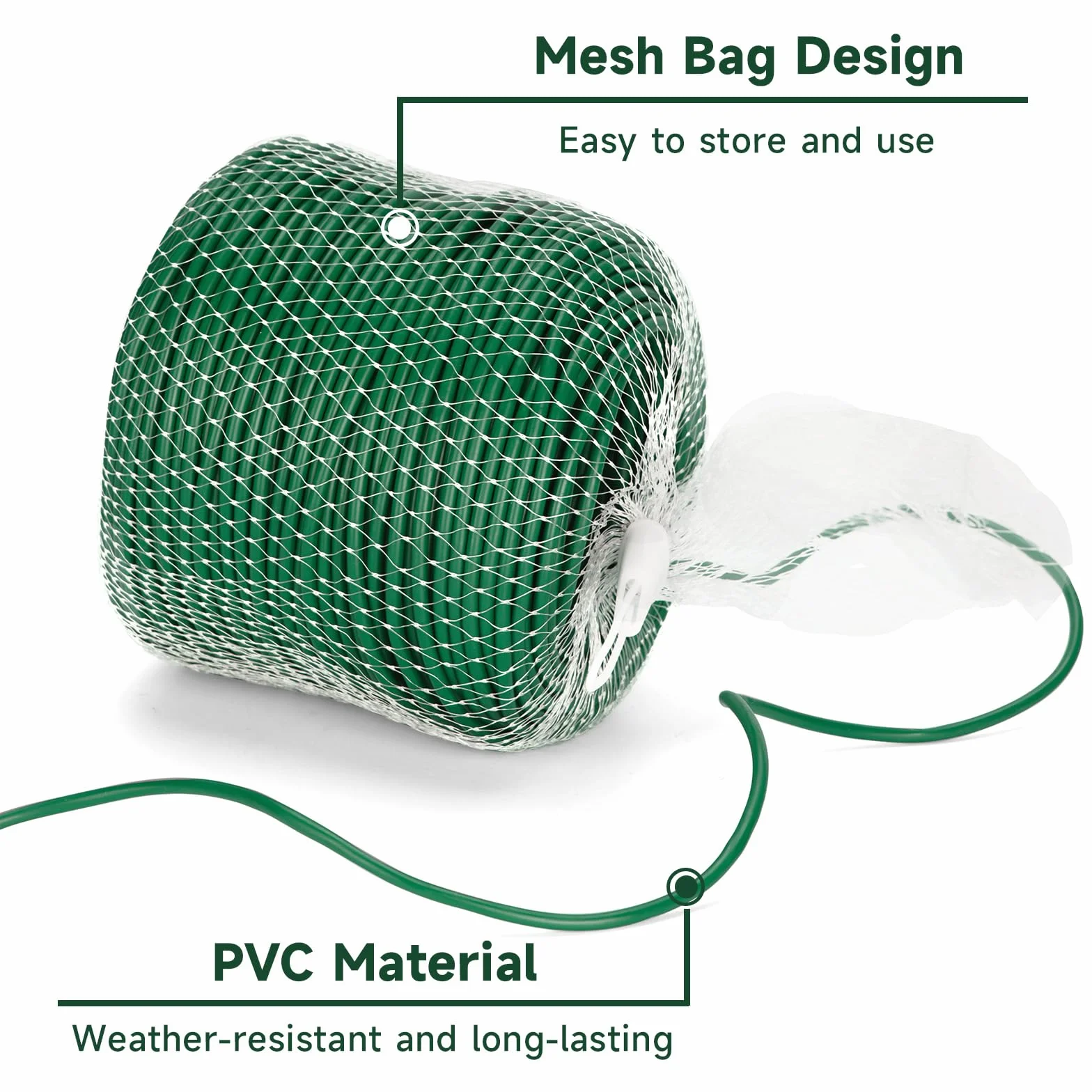 KINGLAKE Tubo de Atado Flexible, Cinta de Jardín Verde de 3mm x 50m para Plantas Trepadoras, Cuerda de Jardín de Plástico para Tomates, Rosas, Soporte para Vegetales