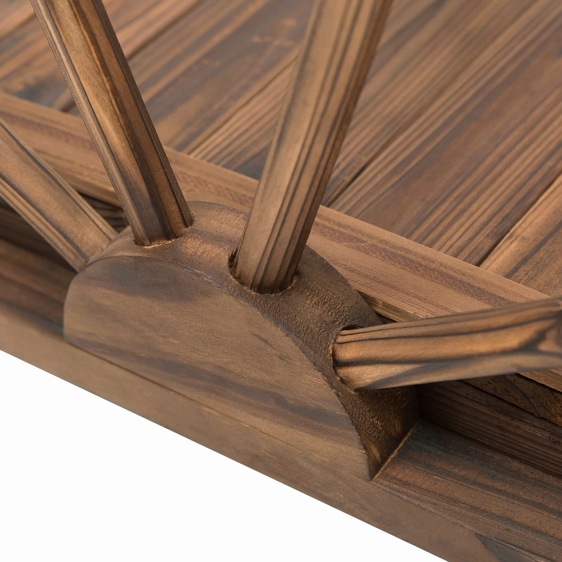 Outsunny Puente de Jardín Puente de Madera con Barandillas en Forma de Rueda Puente para Estanque Carga 150 kg Puente Decorativo para Patio 100x50x37 cm Madera Carbonizada